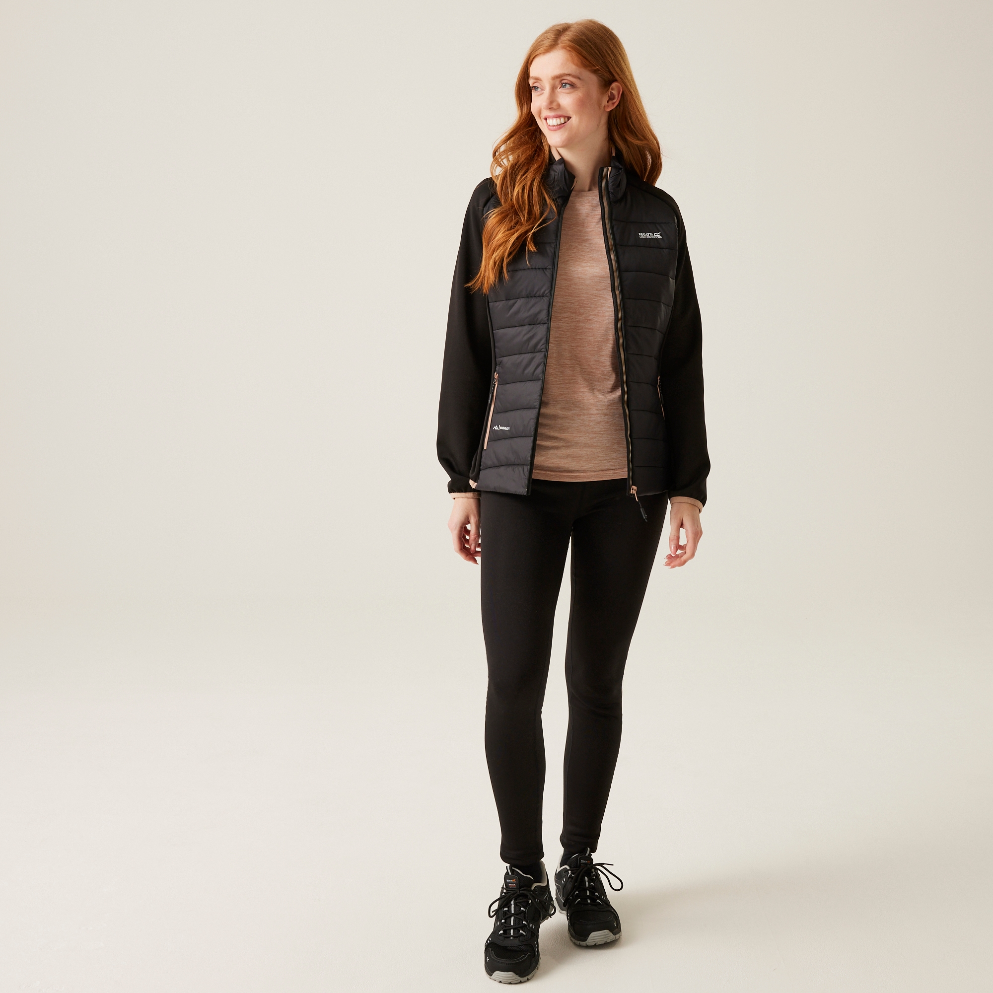 Women's Clumber V Hybrid Jacket | Black Warm Taupe