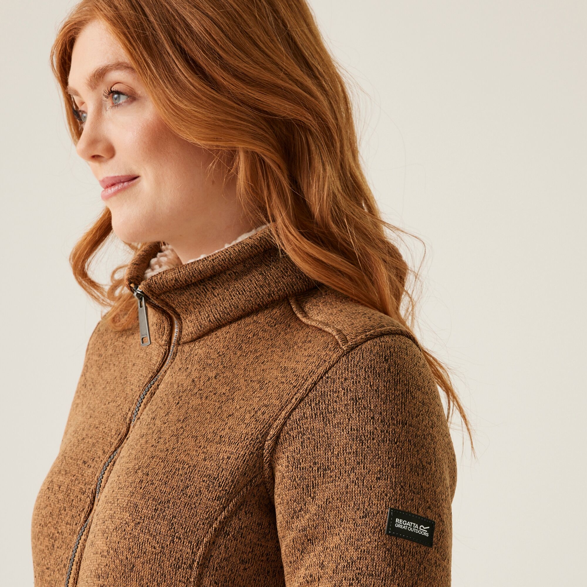 Women's Razia II Full Zip Bonded Fleece | Bran Brown(Light Vanilla)