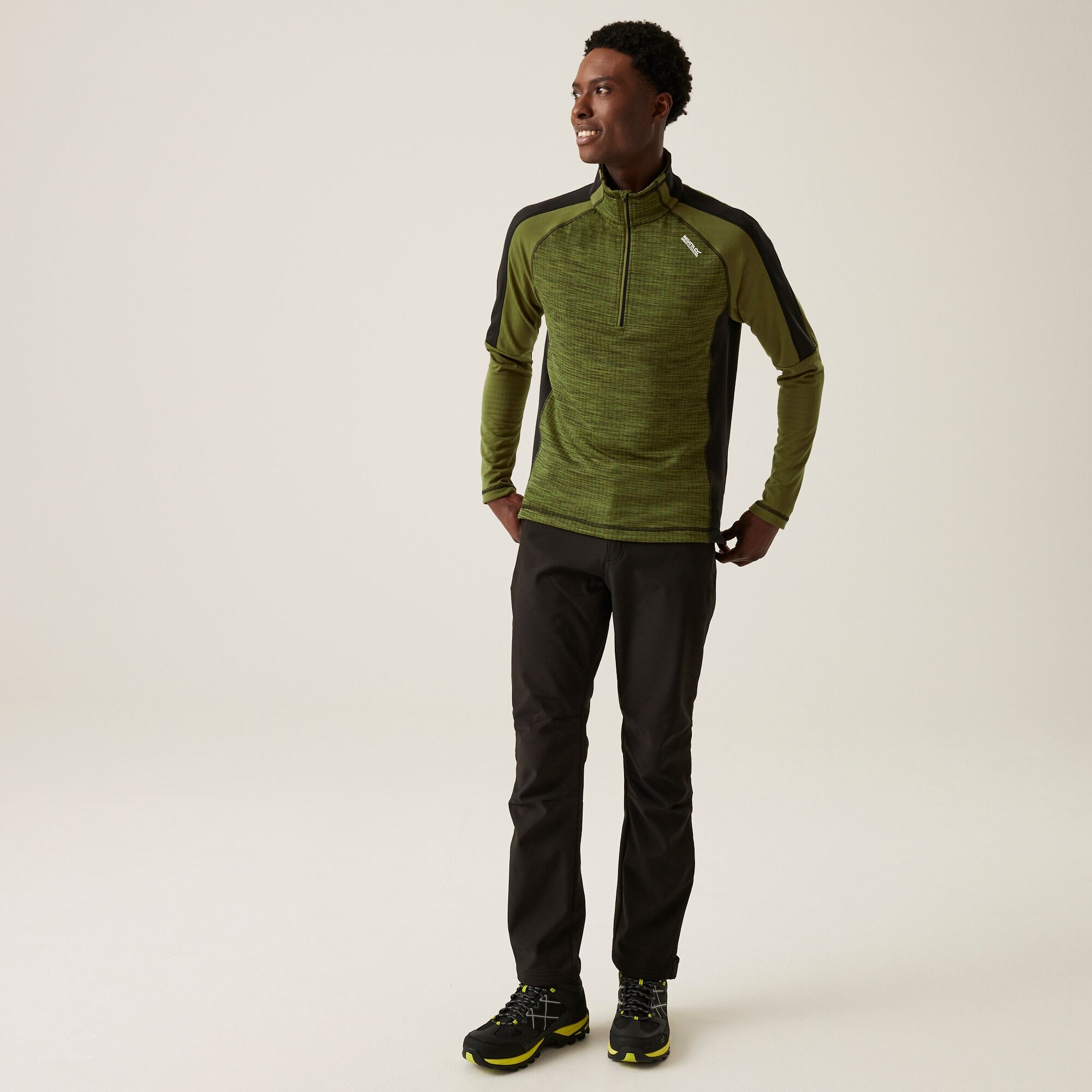 Men's Hepley Half Zip Lightweight Fleece | Nephrite Green Black