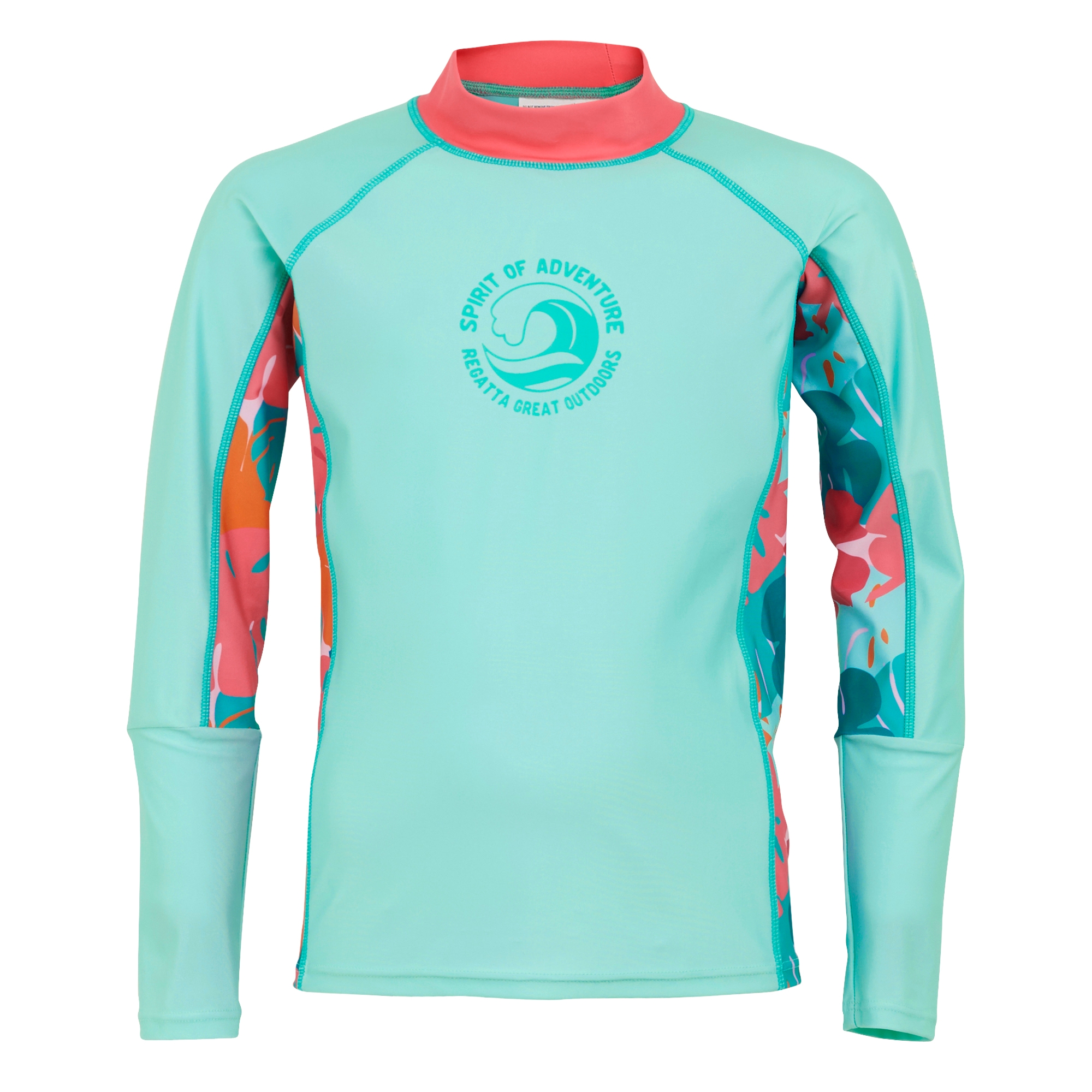 Kids' Hoku II Swim Top | Aruba Blue Peach Bloom Tropical Leaf