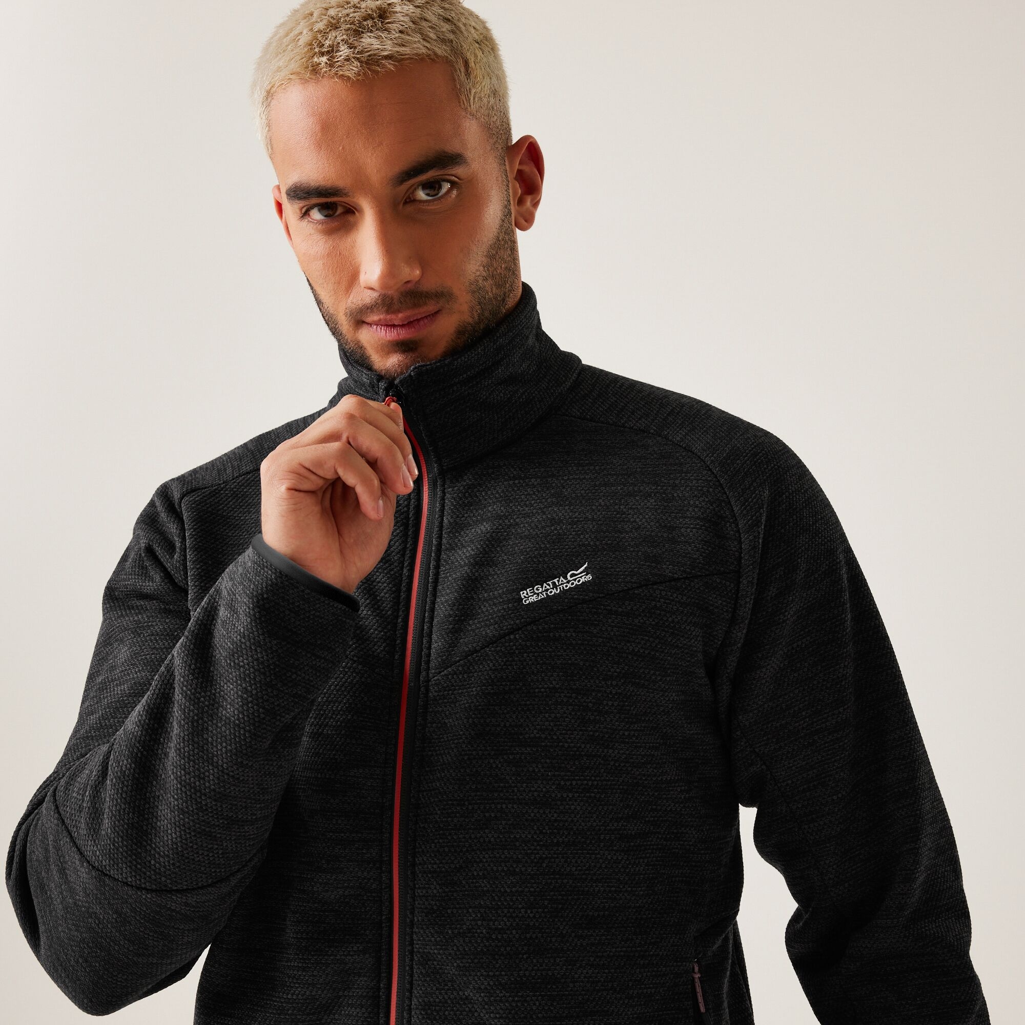 Men's Rivake Full Zip Fleece | Black Red Ochre