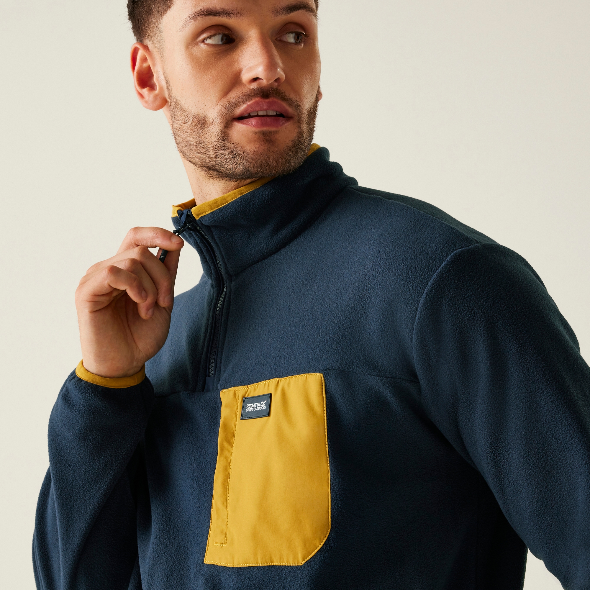 Men's Frankie Half Zip Fleece | Navy Mustard