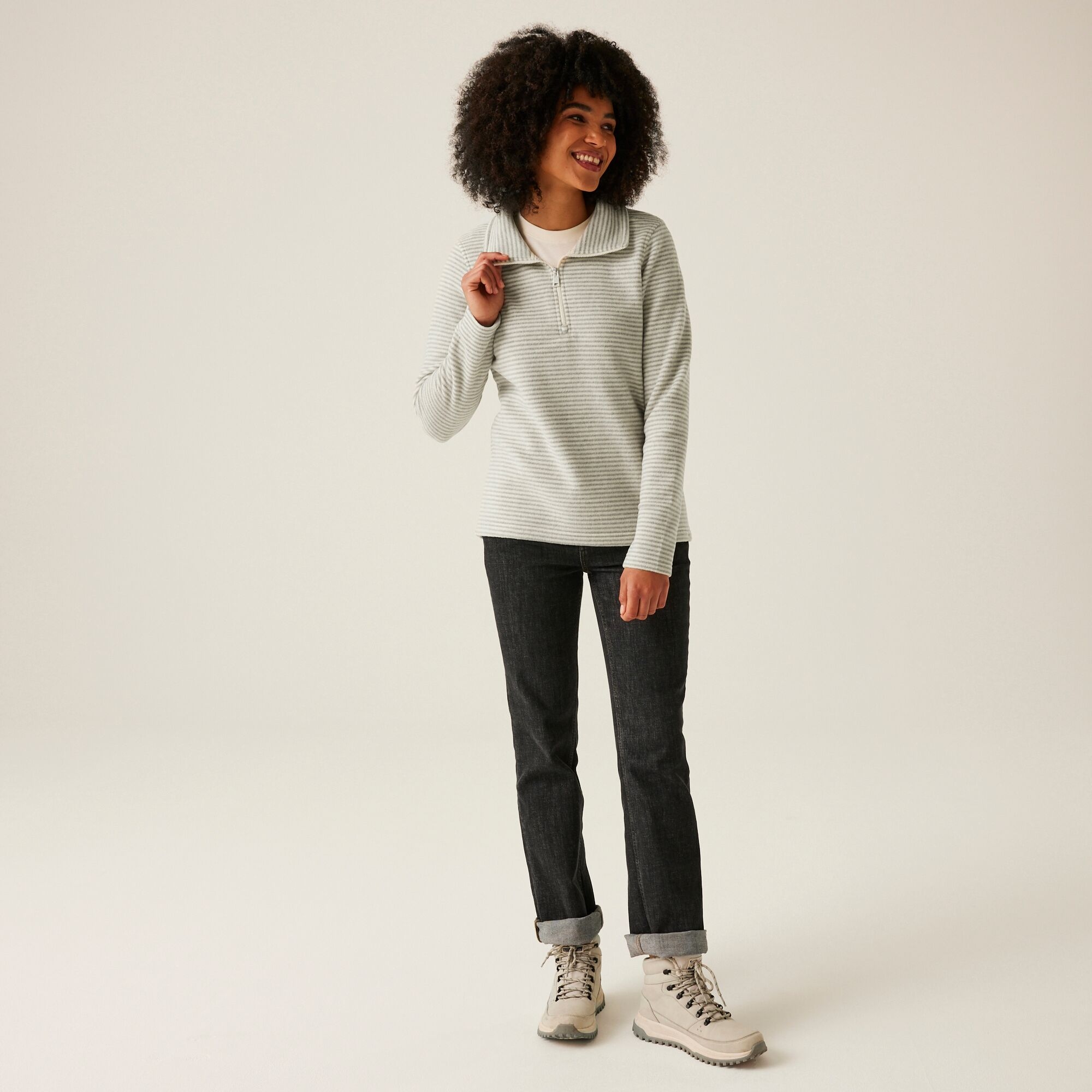 Women's Solenne Half Zip Fleece | Light Vanilla Silver