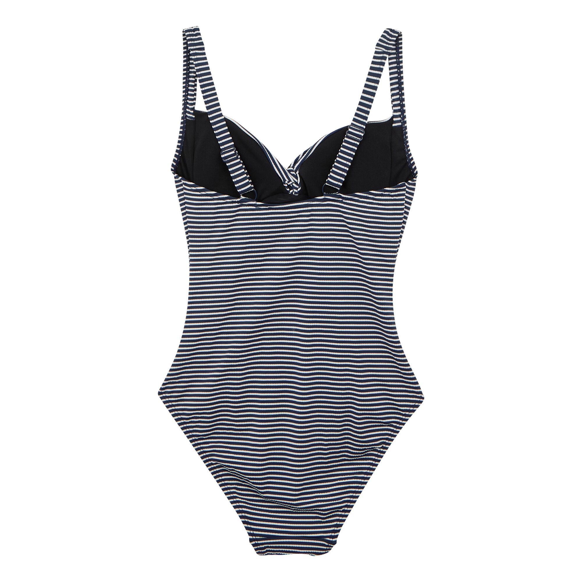 Women's Sakari Tummy Control Costume | Navy White Seeksucker Stripe