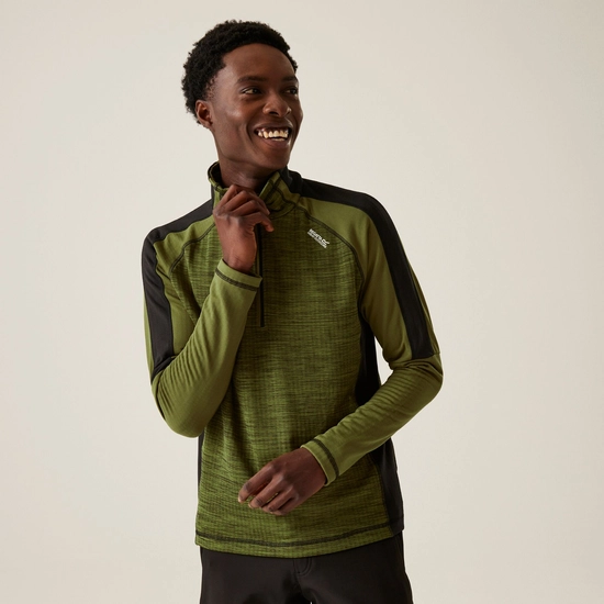 Men's Hepley Half Zip Lightweight Fleece | Nephrite Green Black