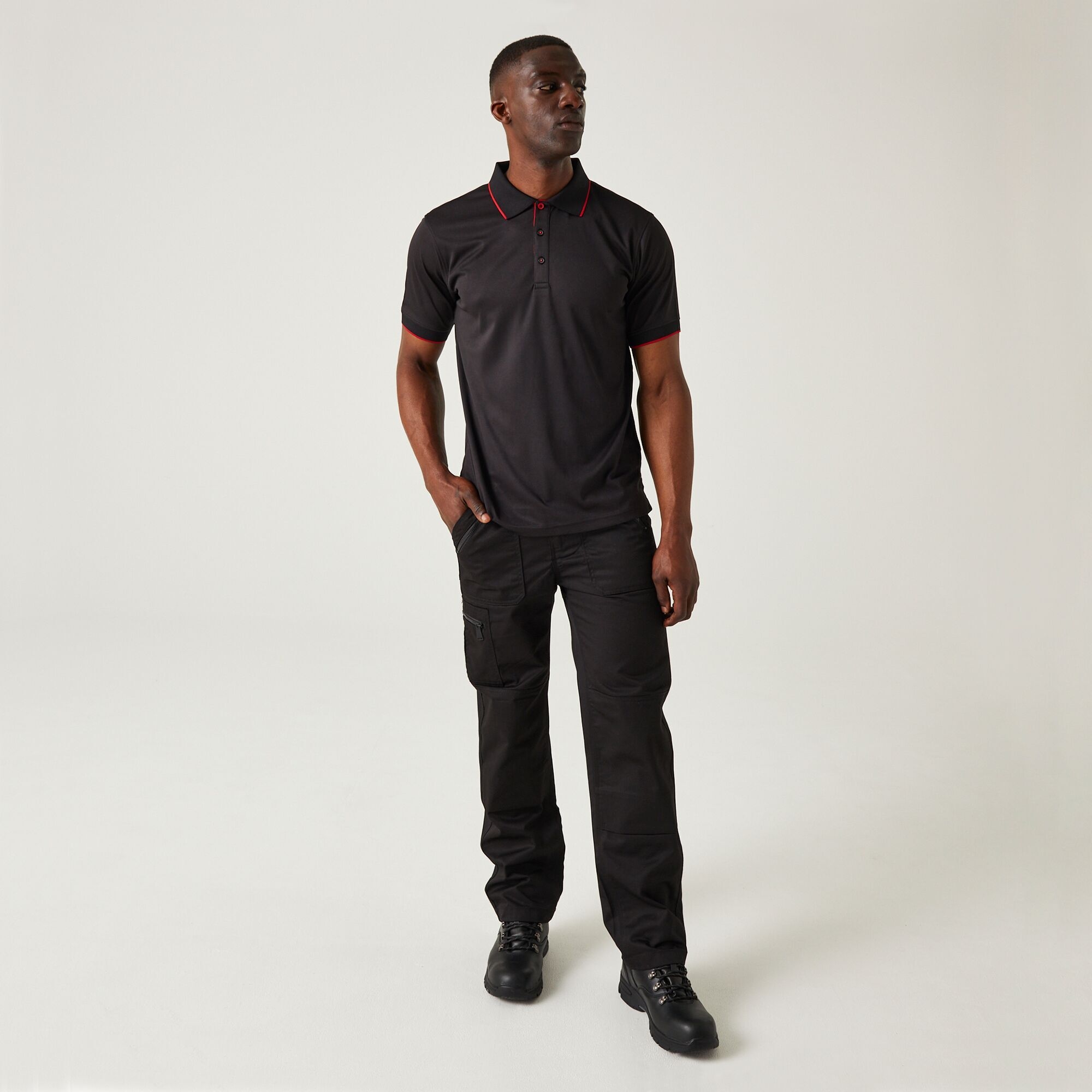 Men's Navigate Short Sleeve Polo Shirt | Black Classic Red