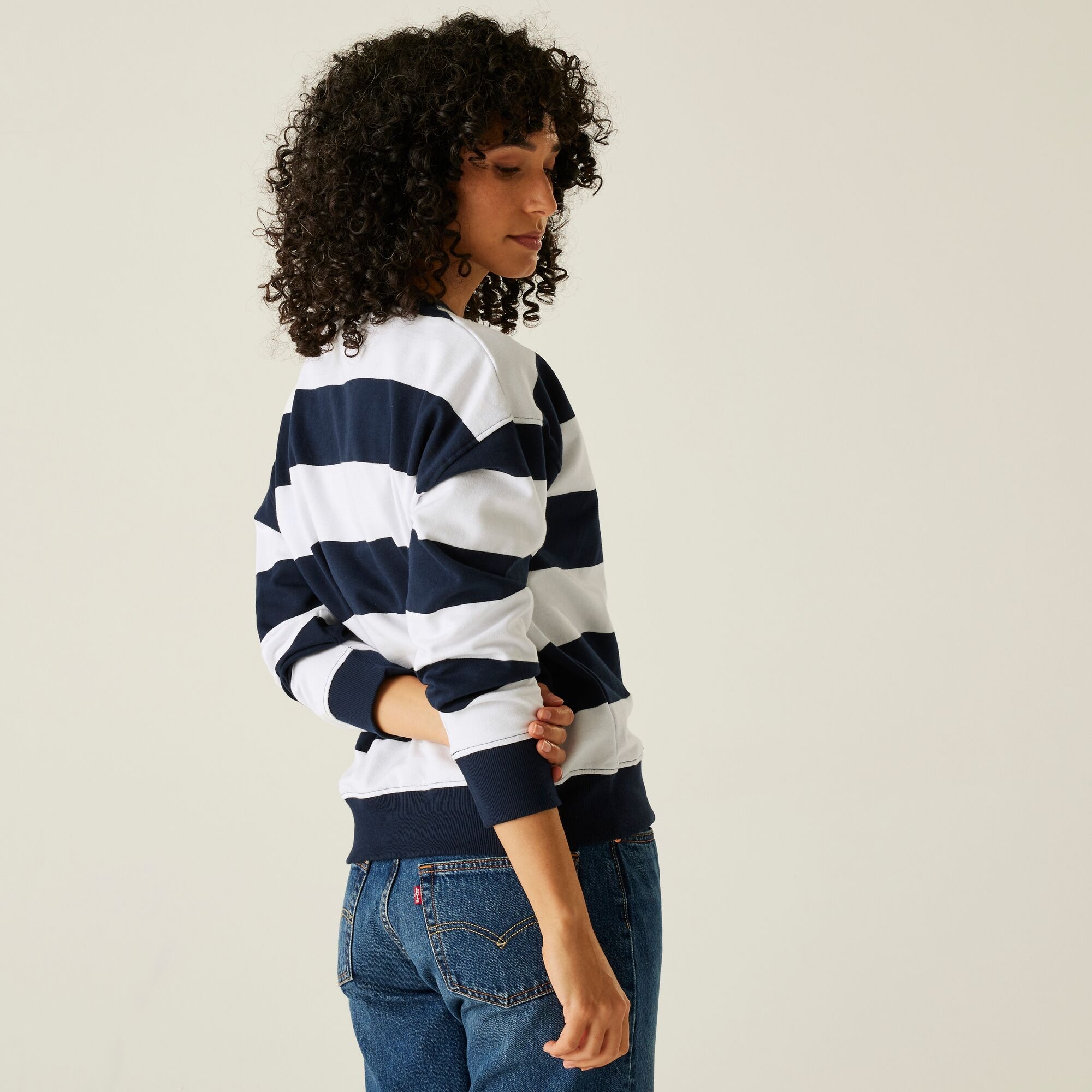 Women's Avika II Crew Neck Jumper | Navy White Stripe