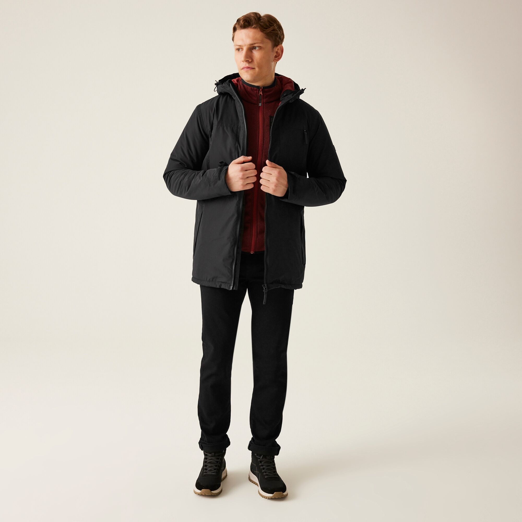 Men's Larrick Waterproof Insulated Jacket | Black Red Ochre