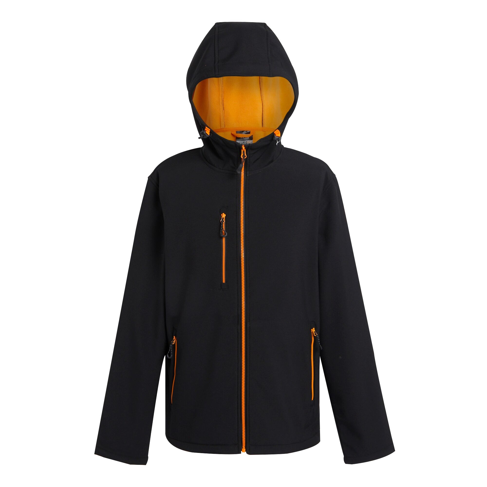 Men's Navigate 2 Layer Hooded Softshell Jacket | Black Orange Pop