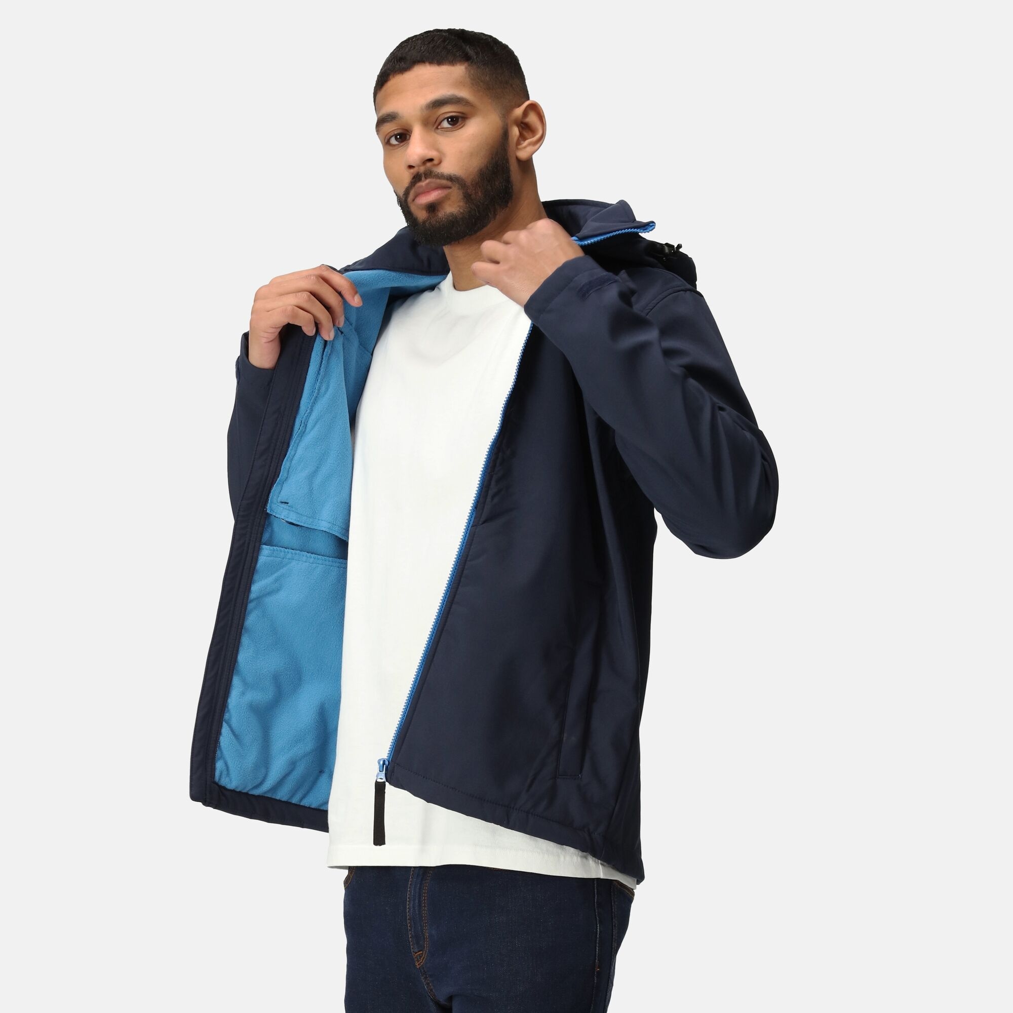 Men's Venturer 3 Layer Printable Hooded Softshell Jacket | Navy French Blue