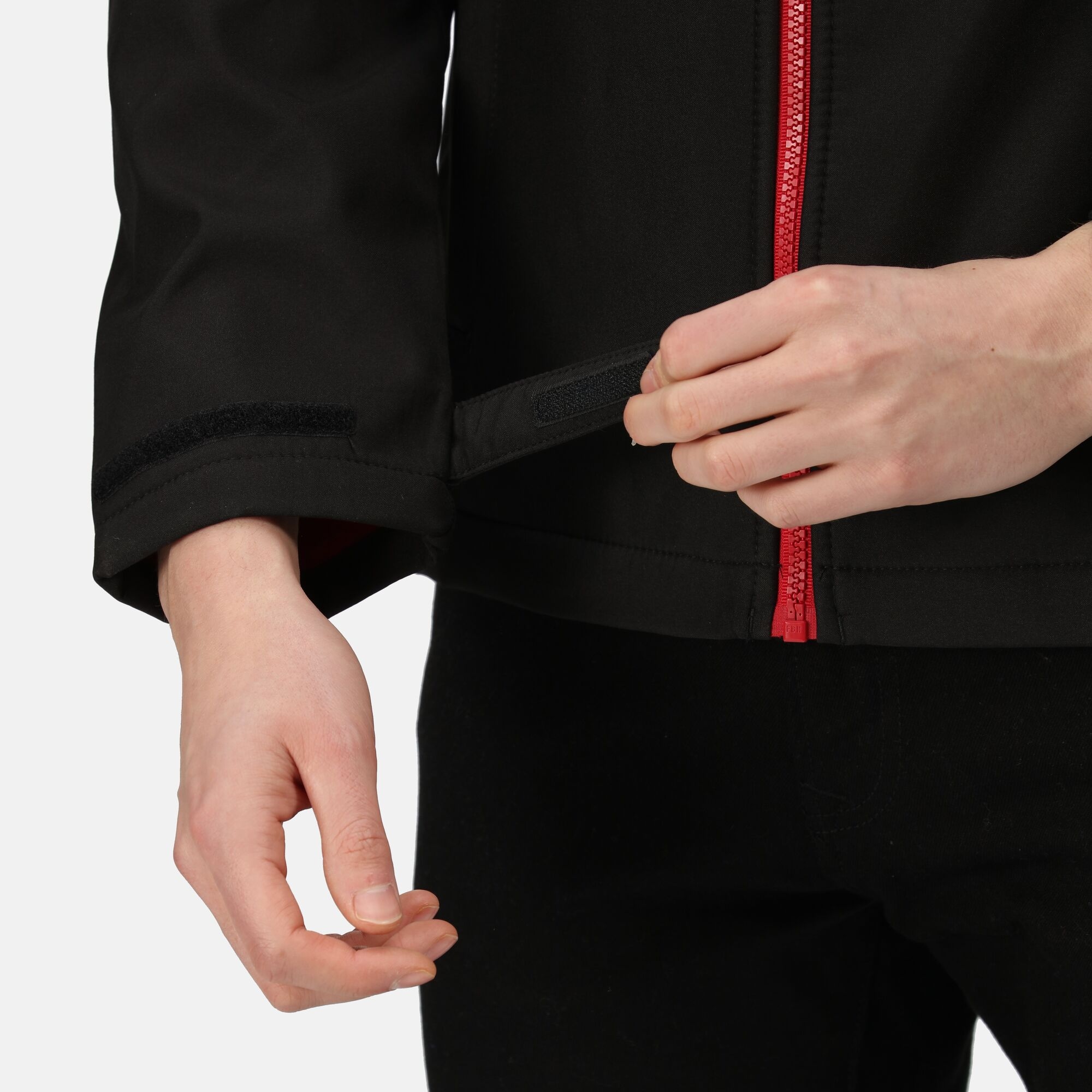 Men's Venturer 3 Layer Printable Hooded Softshell Jacket | Black Classic Red