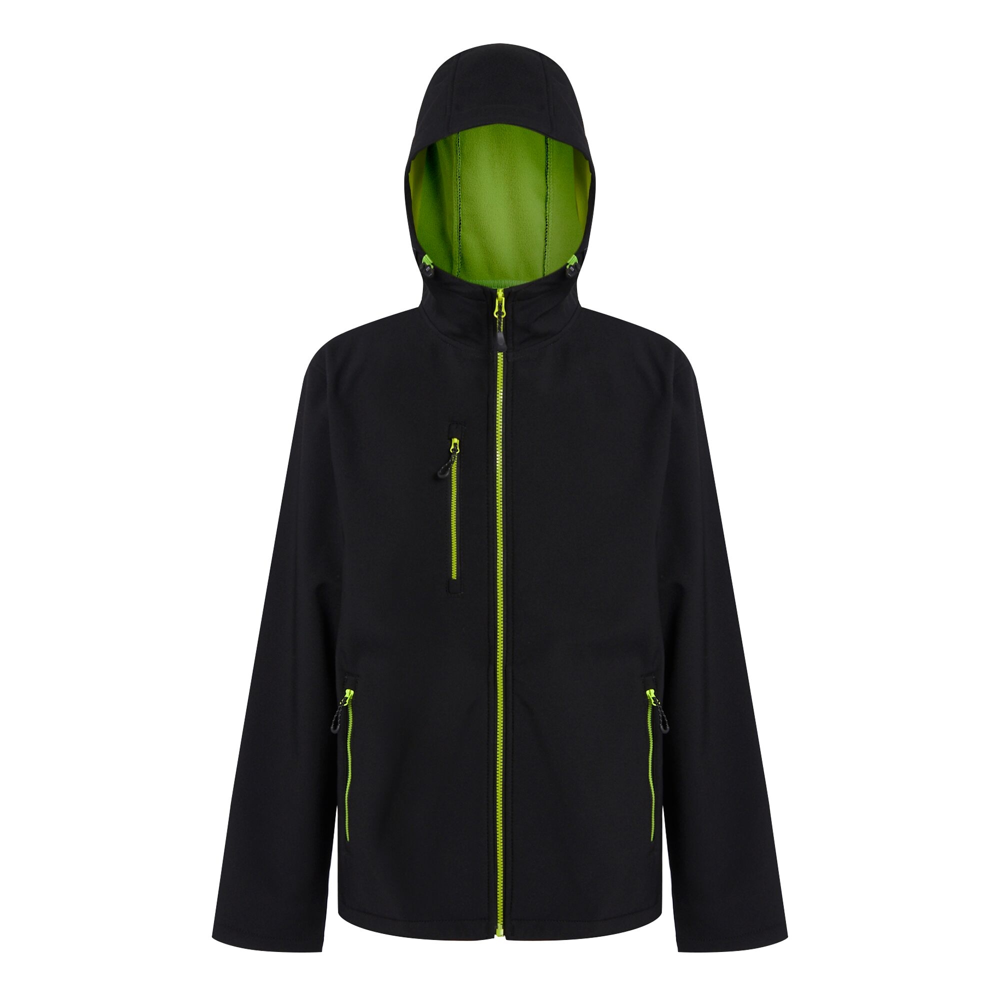 Men's Navigate 2 Layer Hooded Softshell Jacket | Black Lime Green