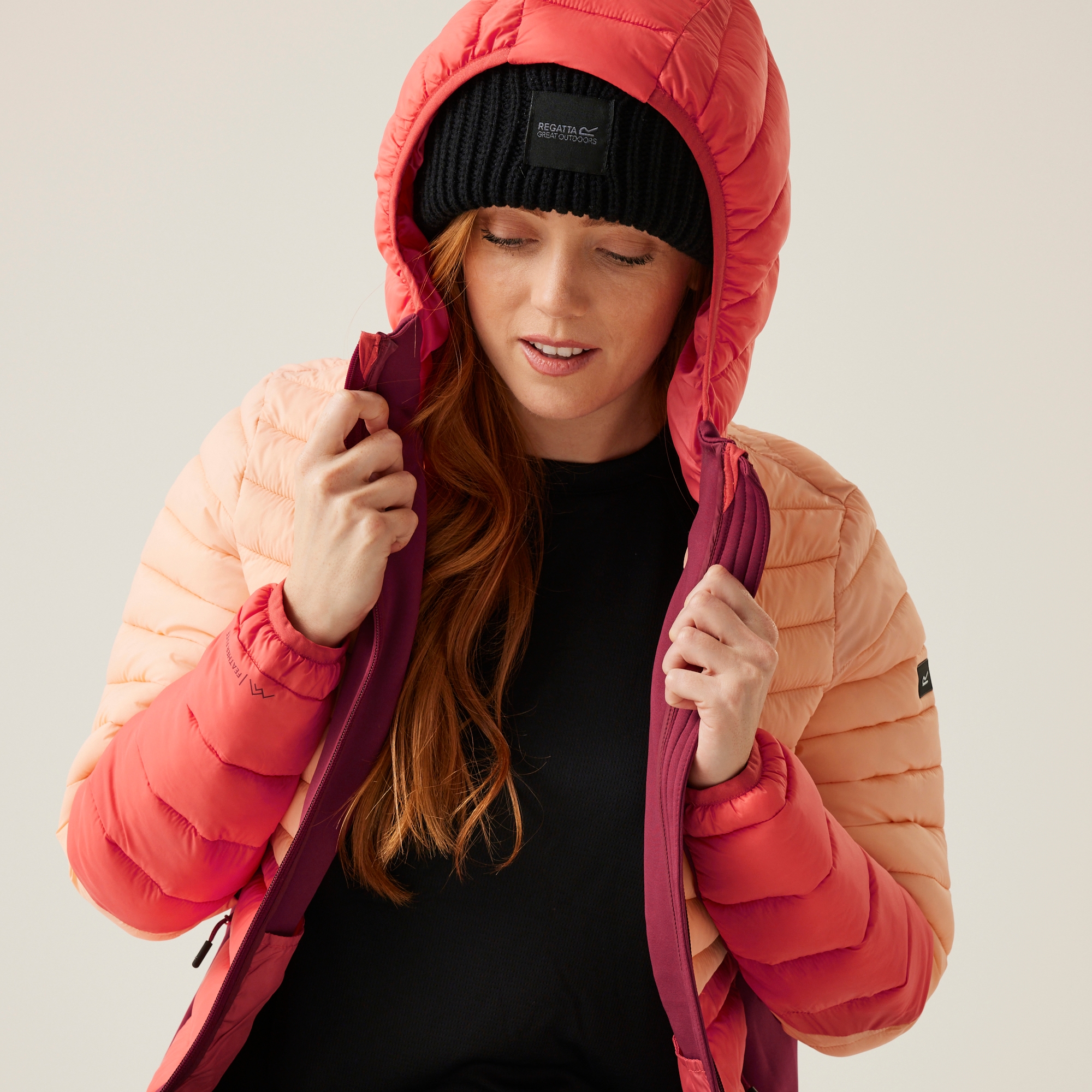 Women's Leedre Hooded Hybrid Jacket | Rumba Red Mineral Red