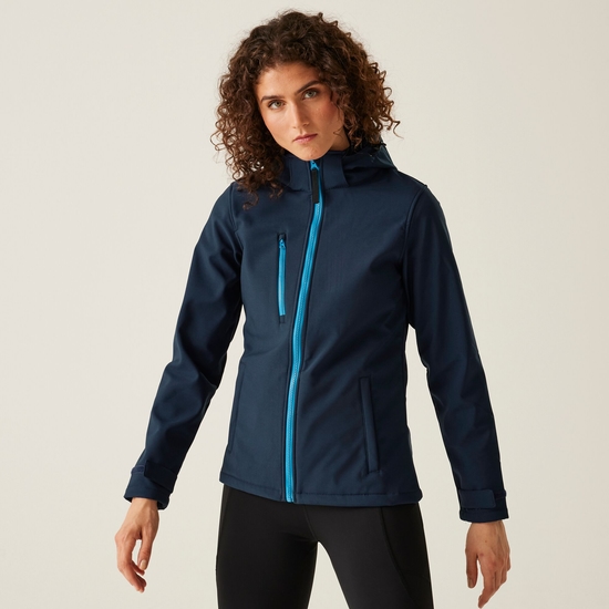 Women's Venturer 3-layer Printable Hooded Softshell Jacket | Navy French Blue