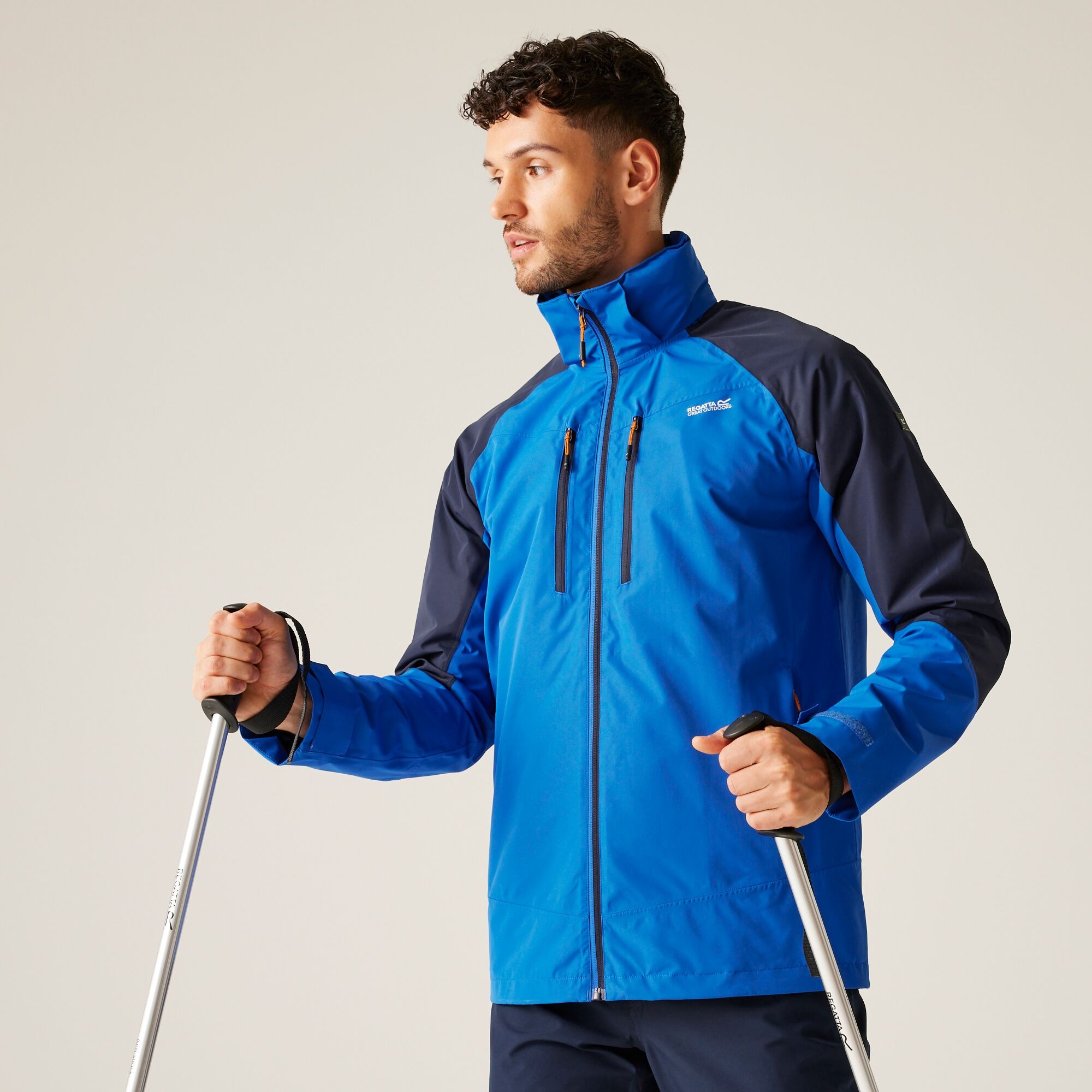Men's Calderdale VI Waterproof Jacket | Olympian Blue Navy Tangerine Tango
