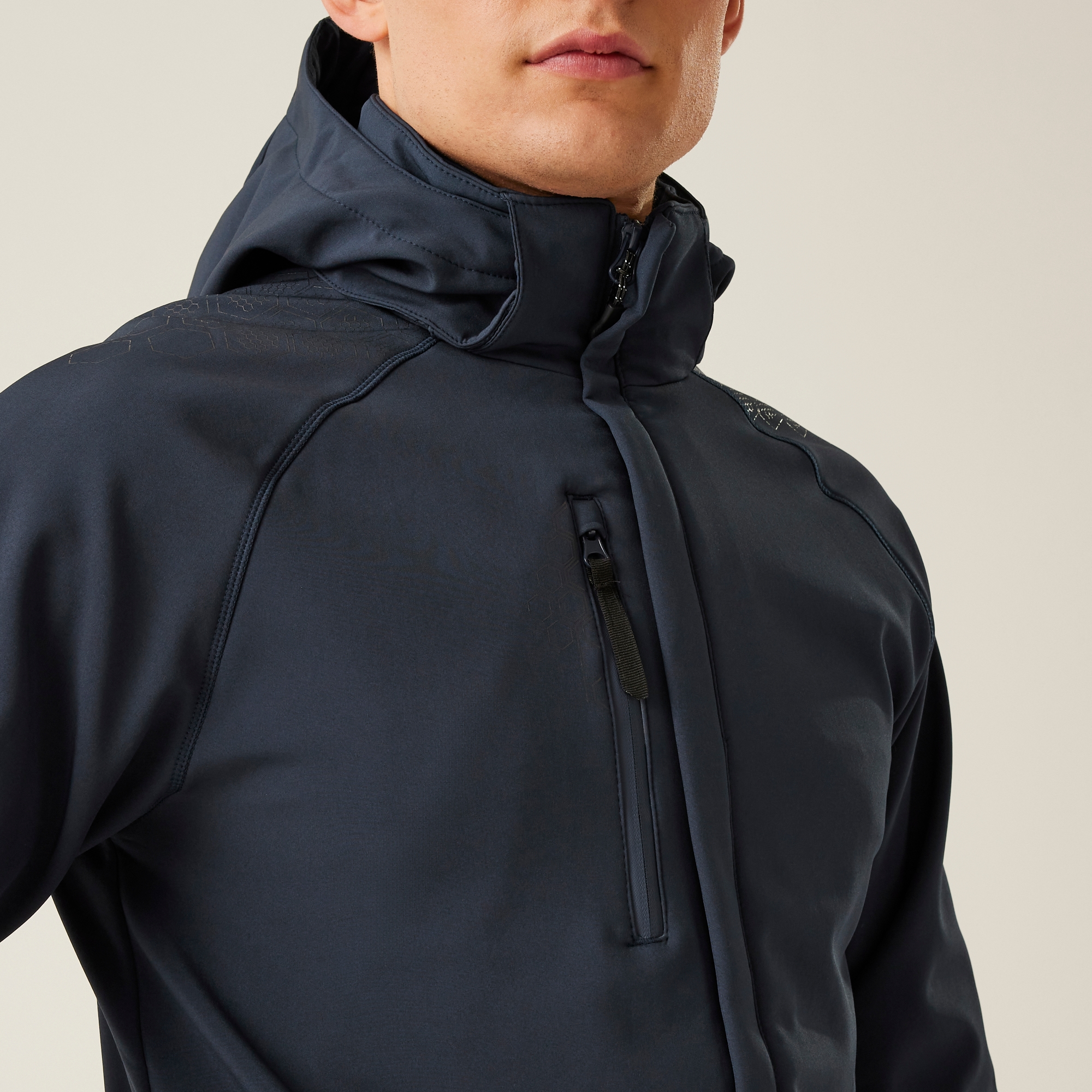 Men's Repeller Lined Softshell Hooded Jacket | Navy
