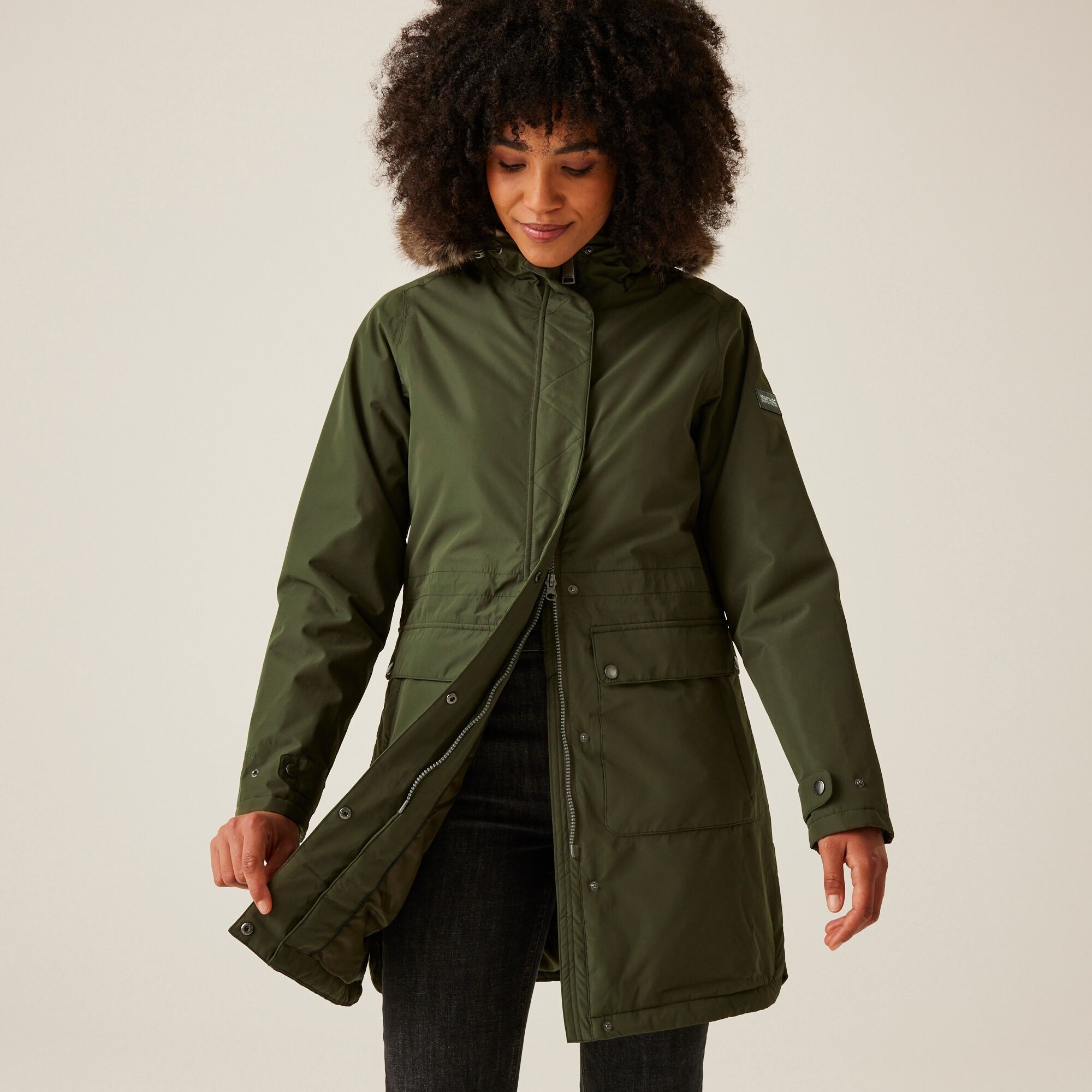 Women's Sabinka II Fur Trim Parka Jacket | Dark Khaki