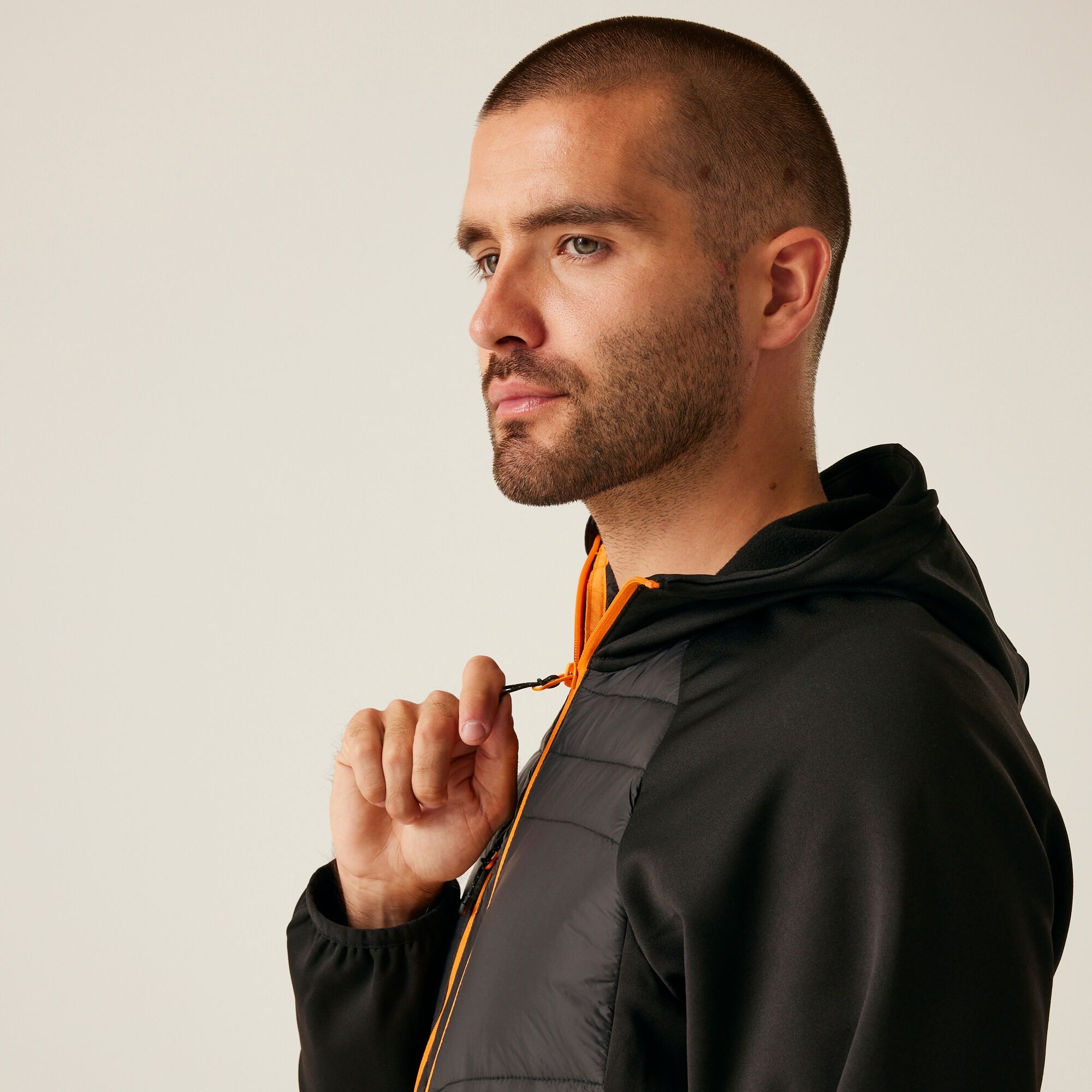 Men's Navigate Hybrid Jacket | Black Orange Pop