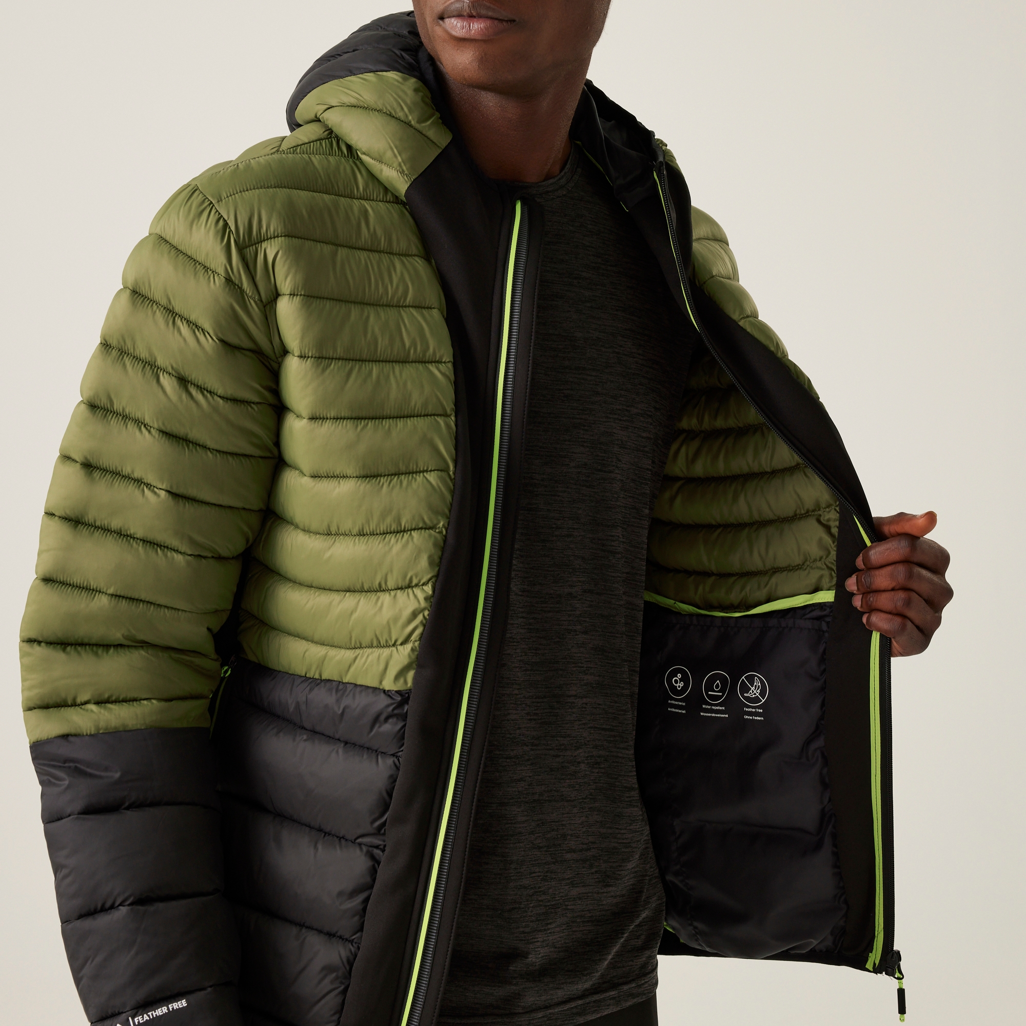 Men's Leedre Hybrid Hooded Jacket | Nephrite Green Black