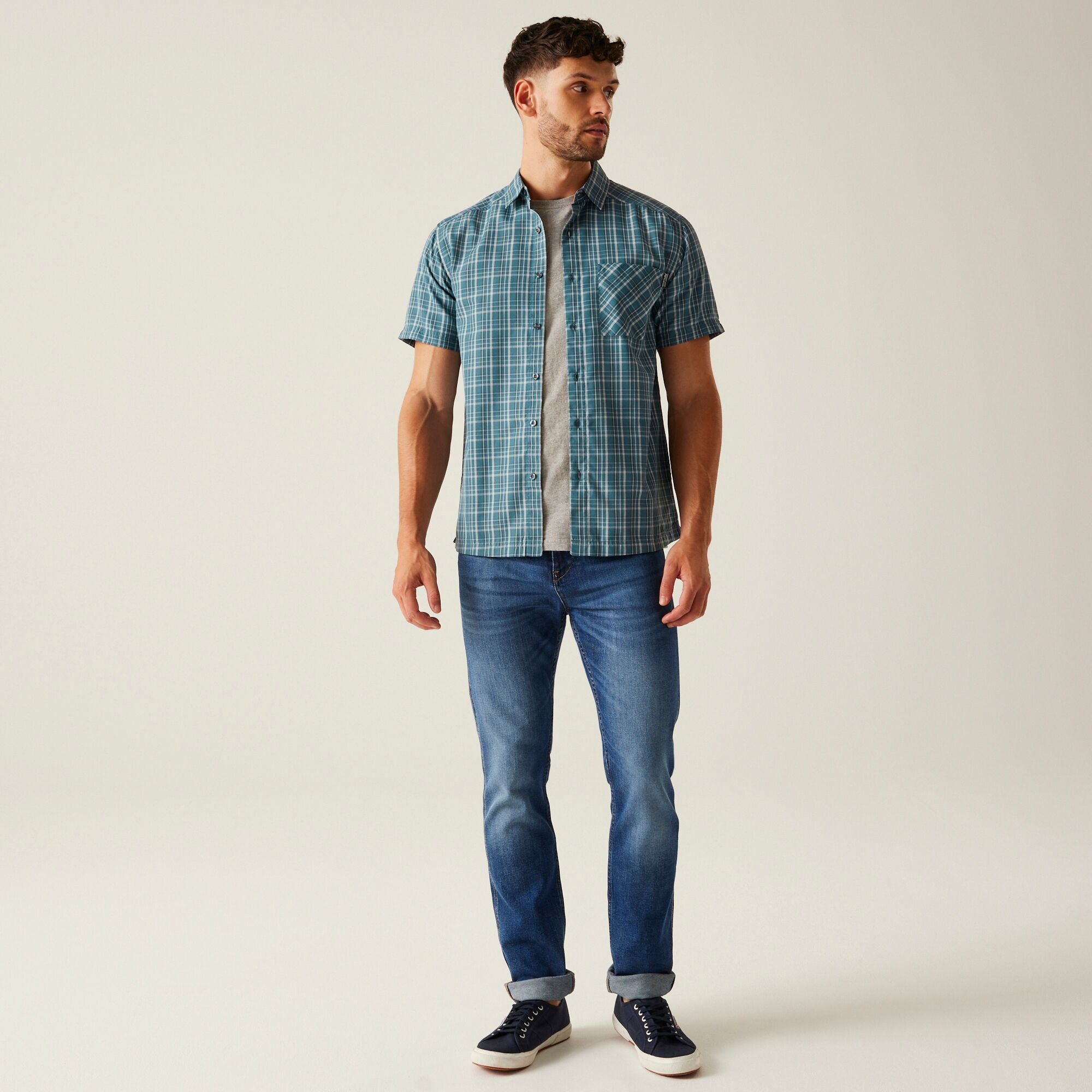 Men's Mindano IX Short Sleeve Shirt | Stormy Weather Iceberg Ash Check
