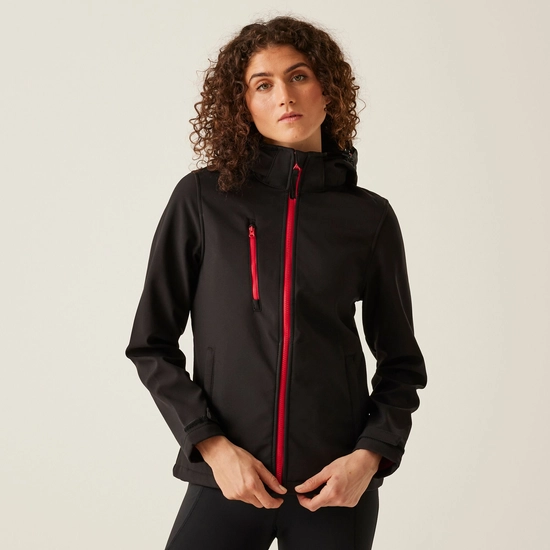 Women's Venturer 3-layer Printable Hooded Softshell Jacket | Black