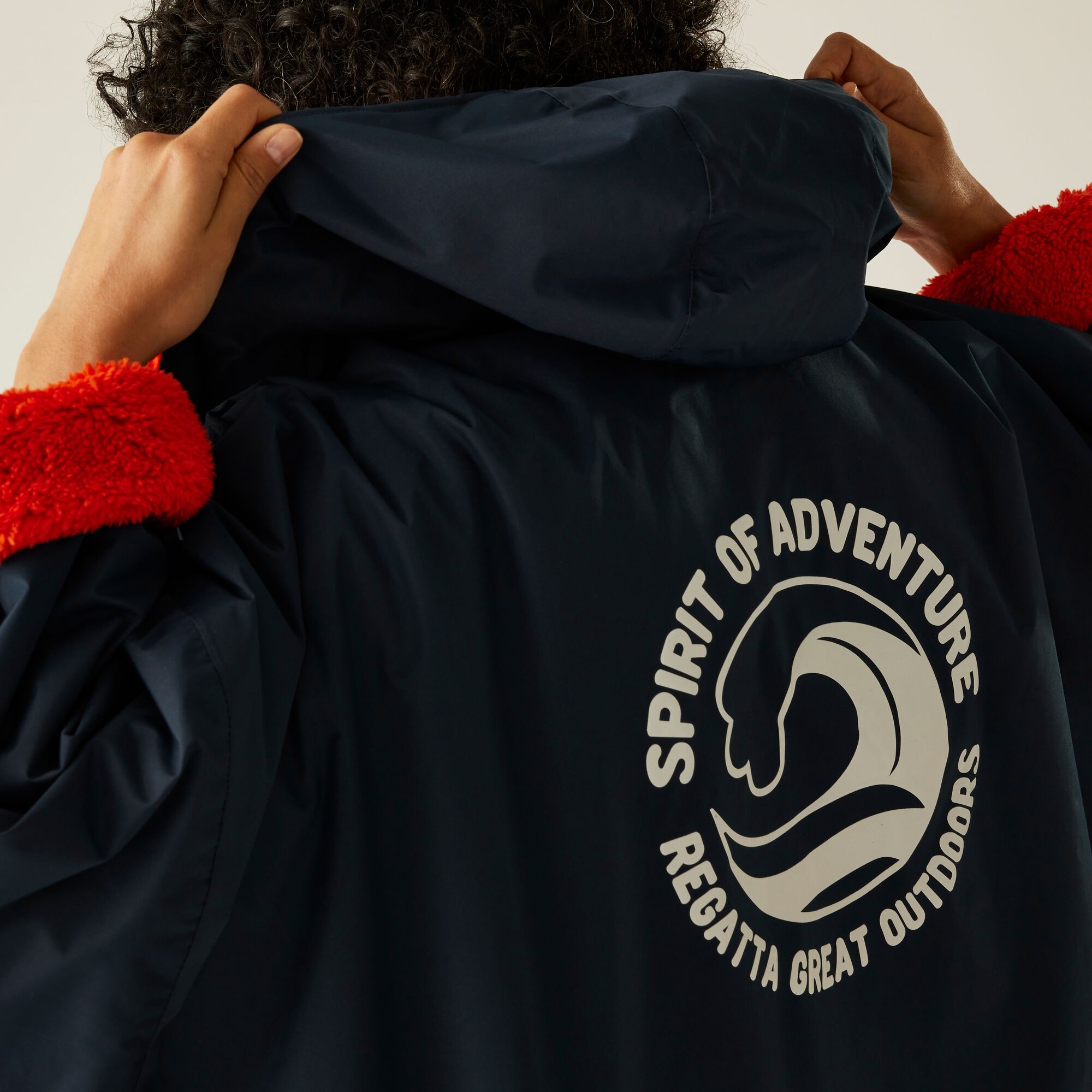Adult's Waterproof Changing Robe | Navy Rusty Orange Lining