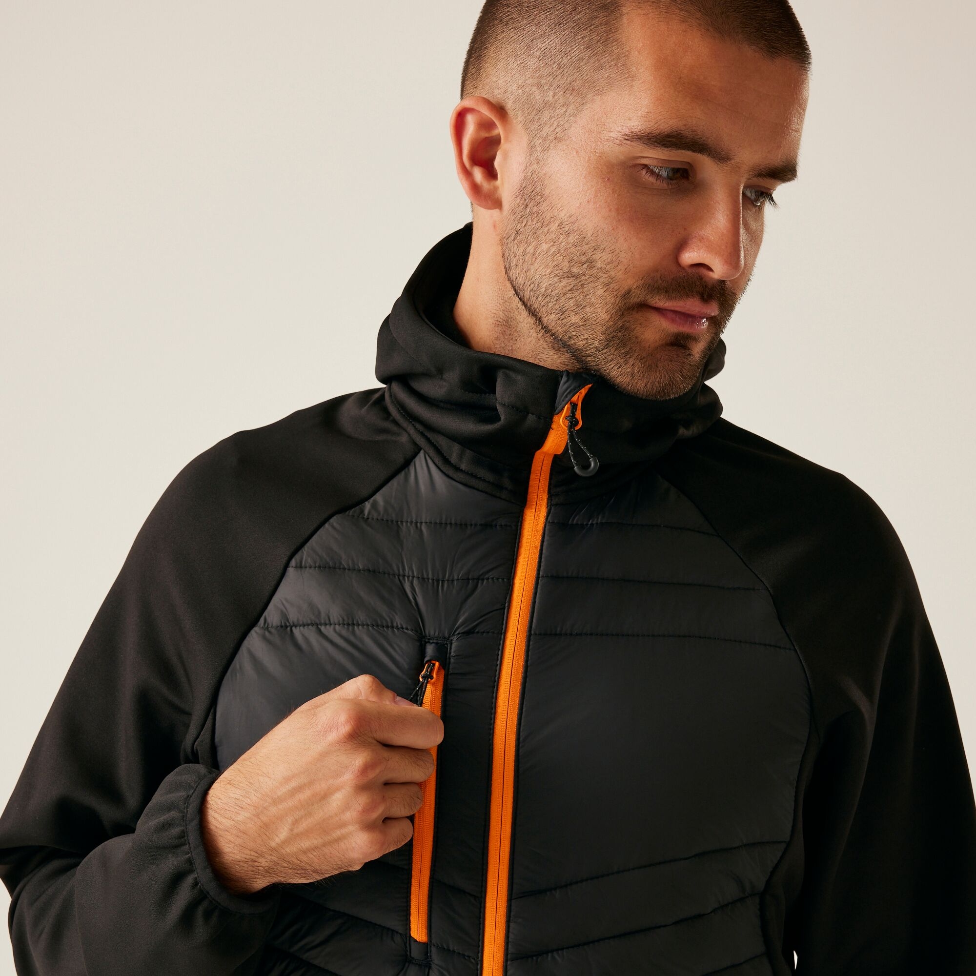 Men's Navigate Hybrid Jacket | Black Orange Pop