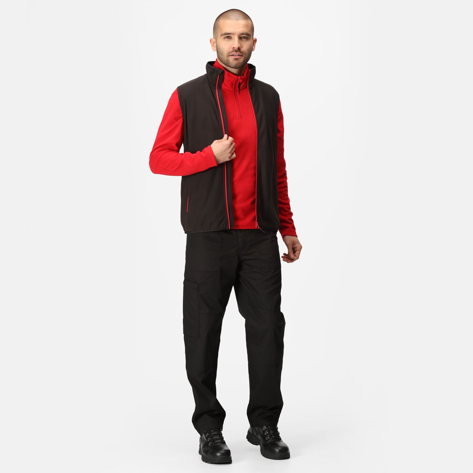 Men's Navigate Fleece Bodywarmer | Black Classic Red