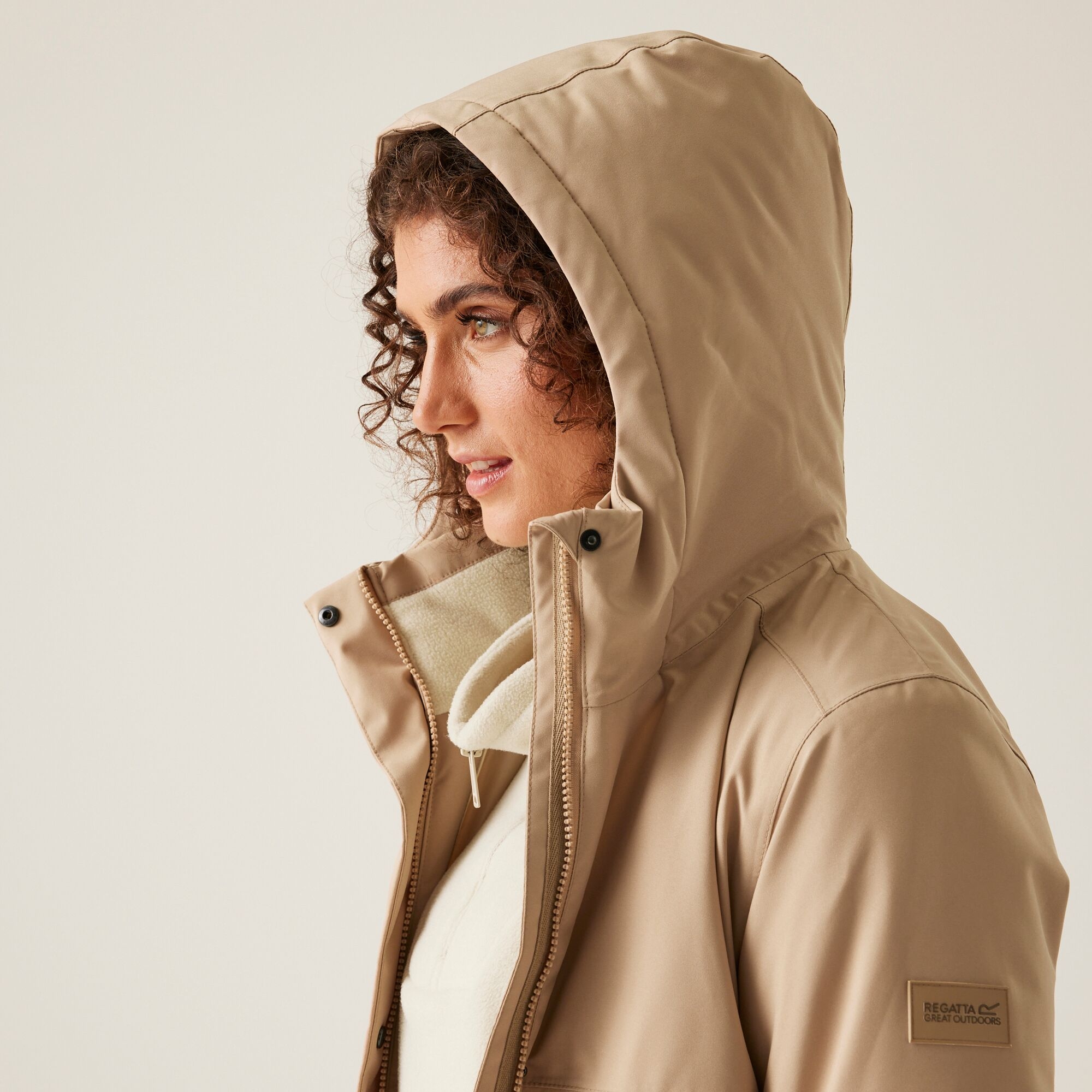Women's Yarli Waterproof Longline Jacket | Warm Taupe Light Vanilla