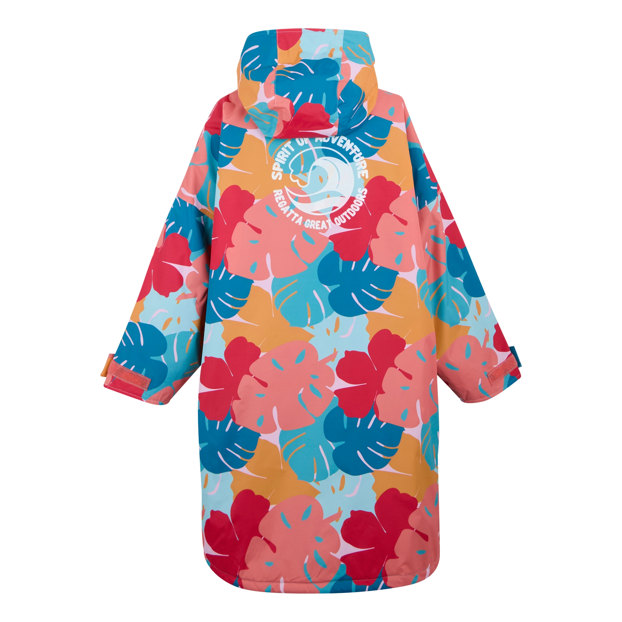 Junior Waterproof Changing Robe | Tropical Leaf Print Turquoise