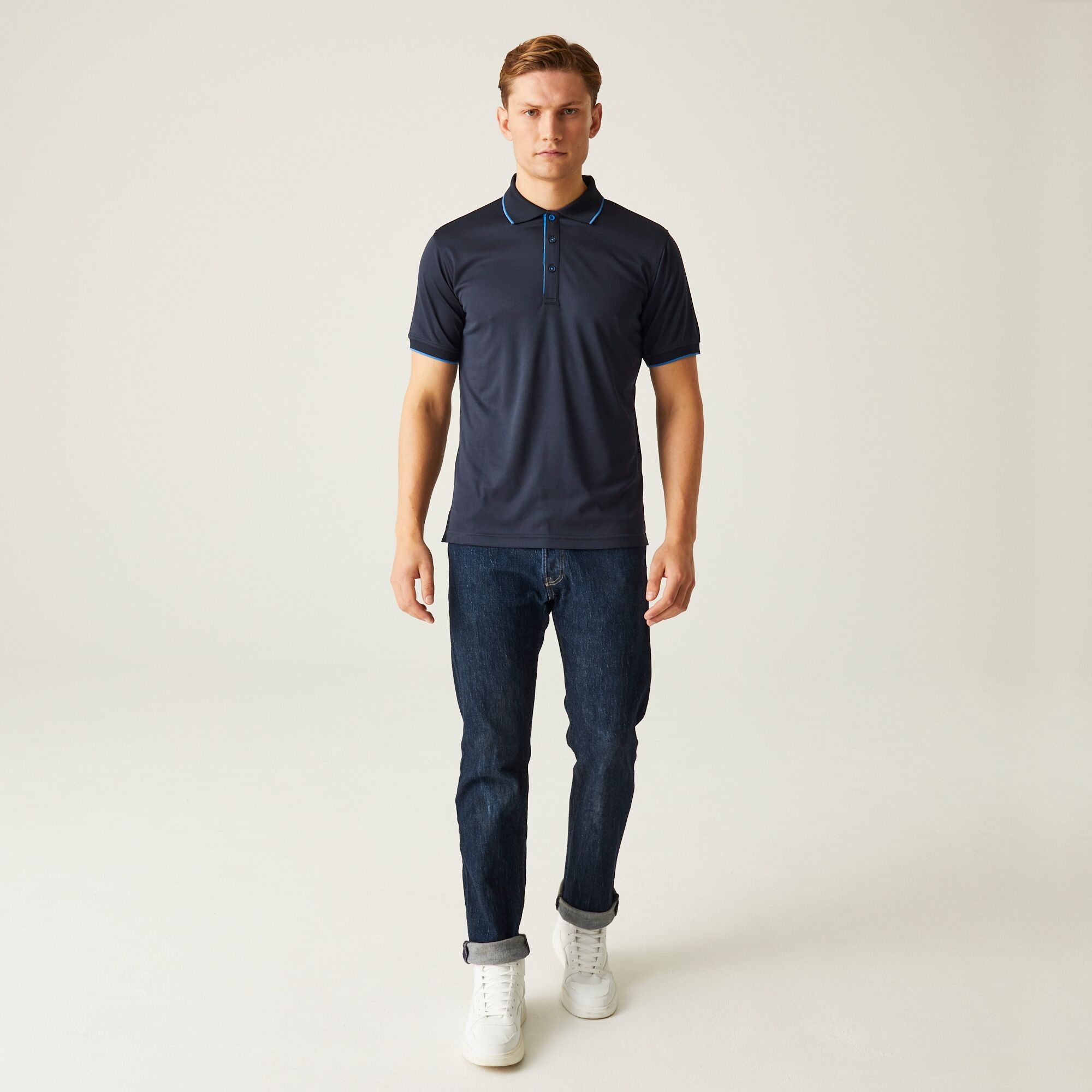 Men's Navigate Short Sleeve Polo Shirt | Navy French Blue