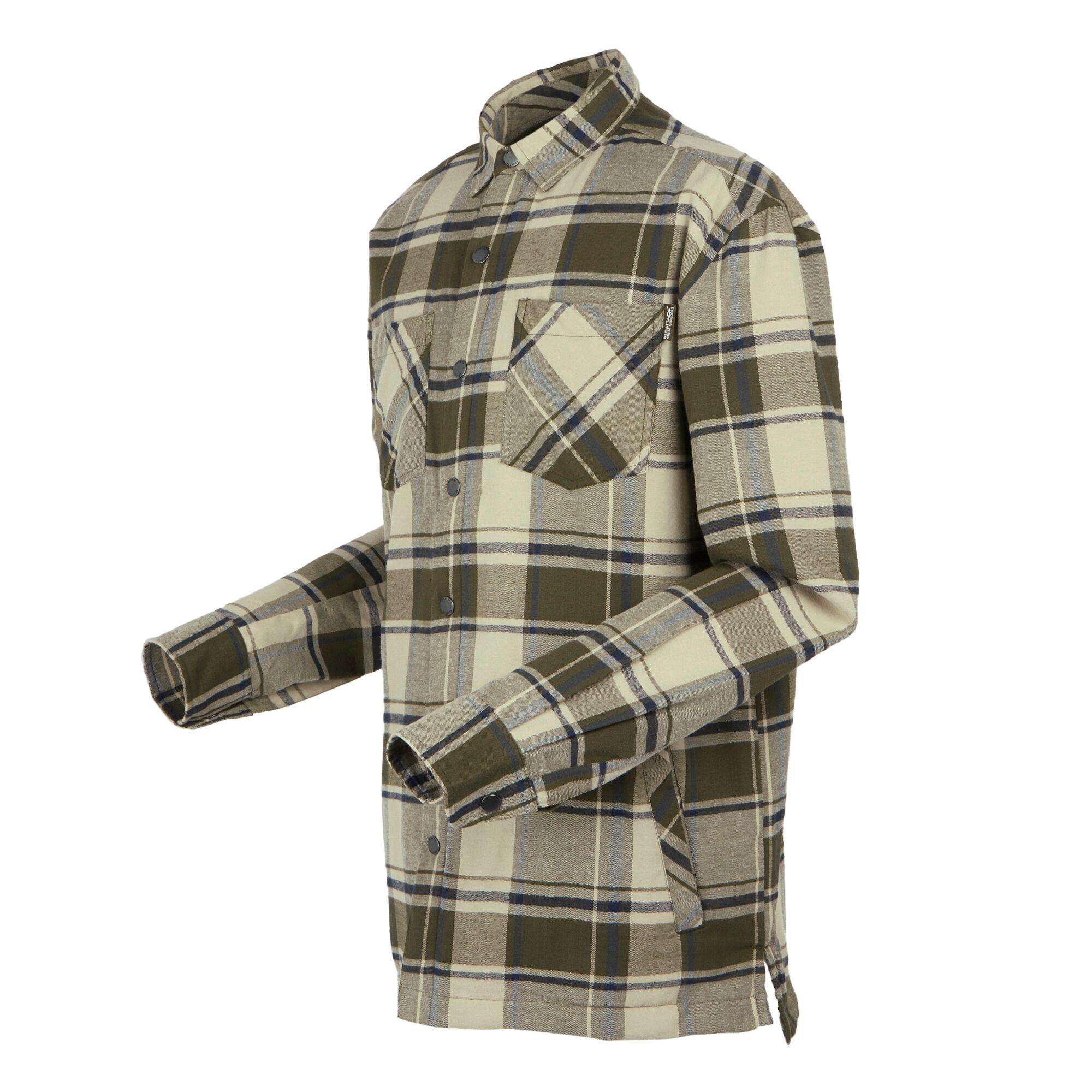 Men's Thamos Long Sleeved Checked Shirt | Dark Khaki Moonstruck