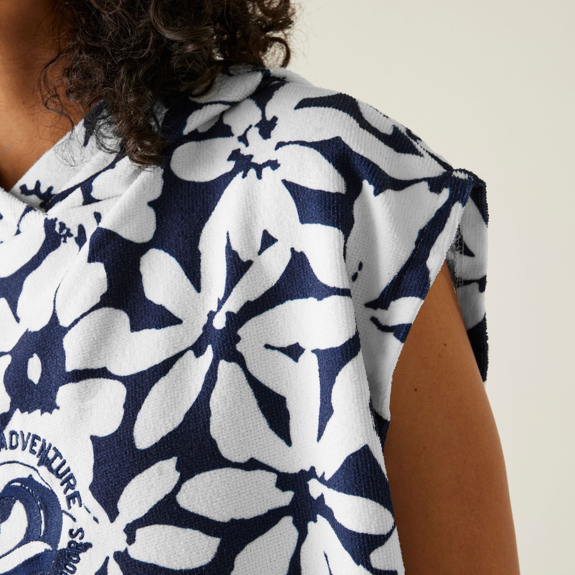 Adult's Towel Robe | Navy White Large Floral