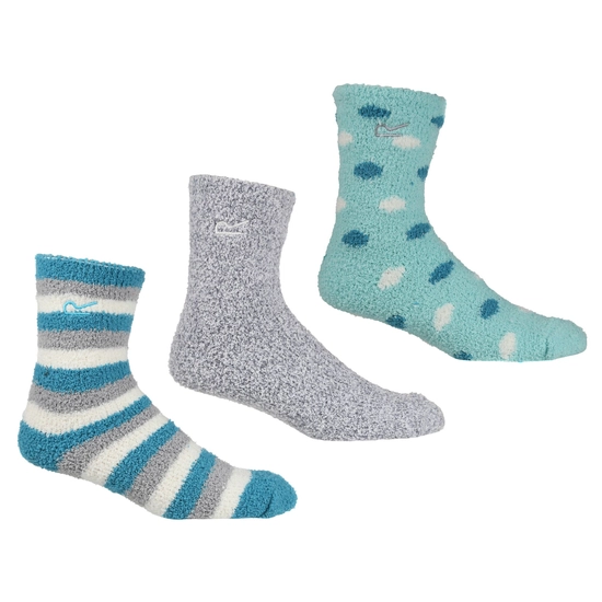 Womens 3 Pack Cosy Lounge Sock | Niagra Blue Light Steel