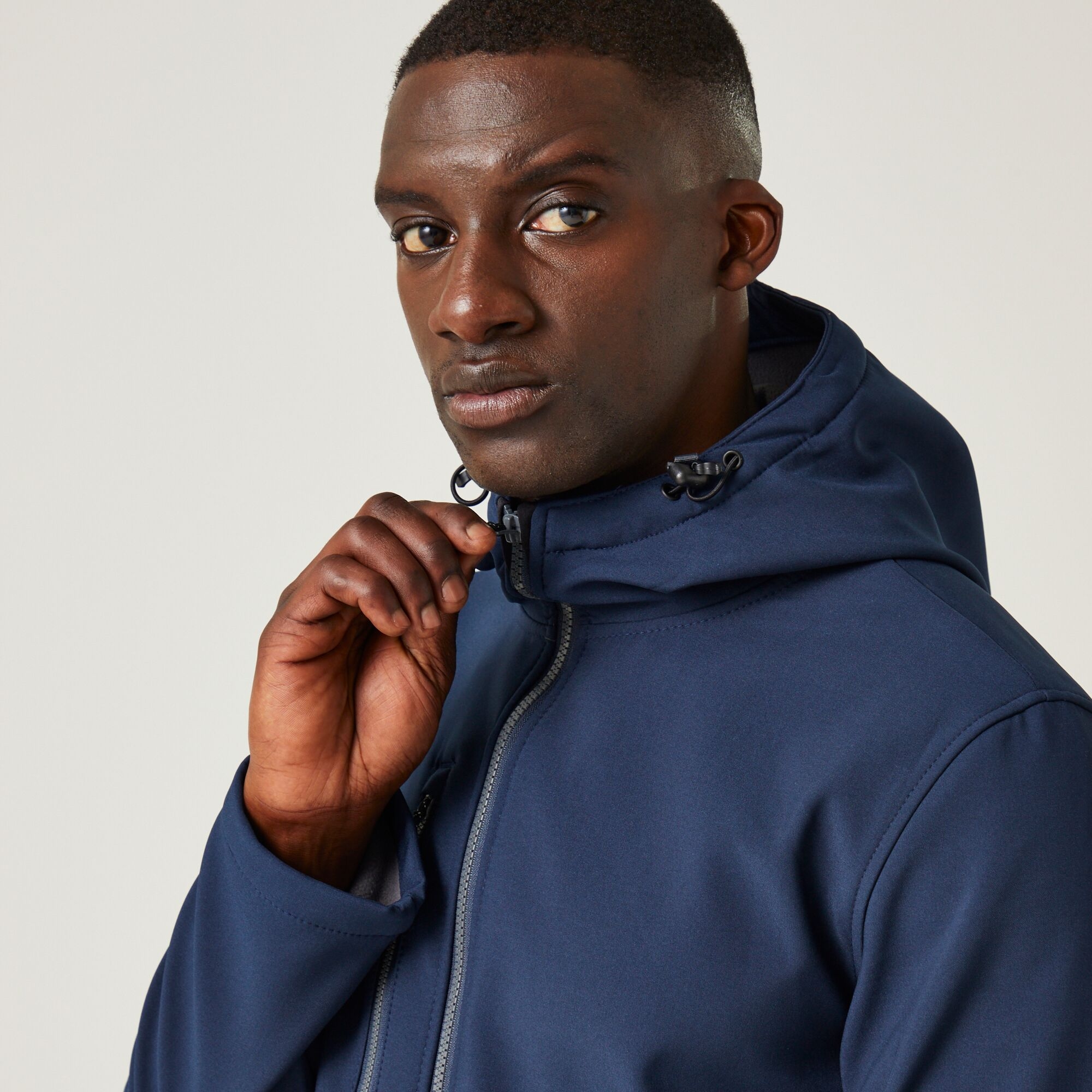 Men's Navigate 2 Layer Hooded Softshell Jacket | Navy Seal Grey