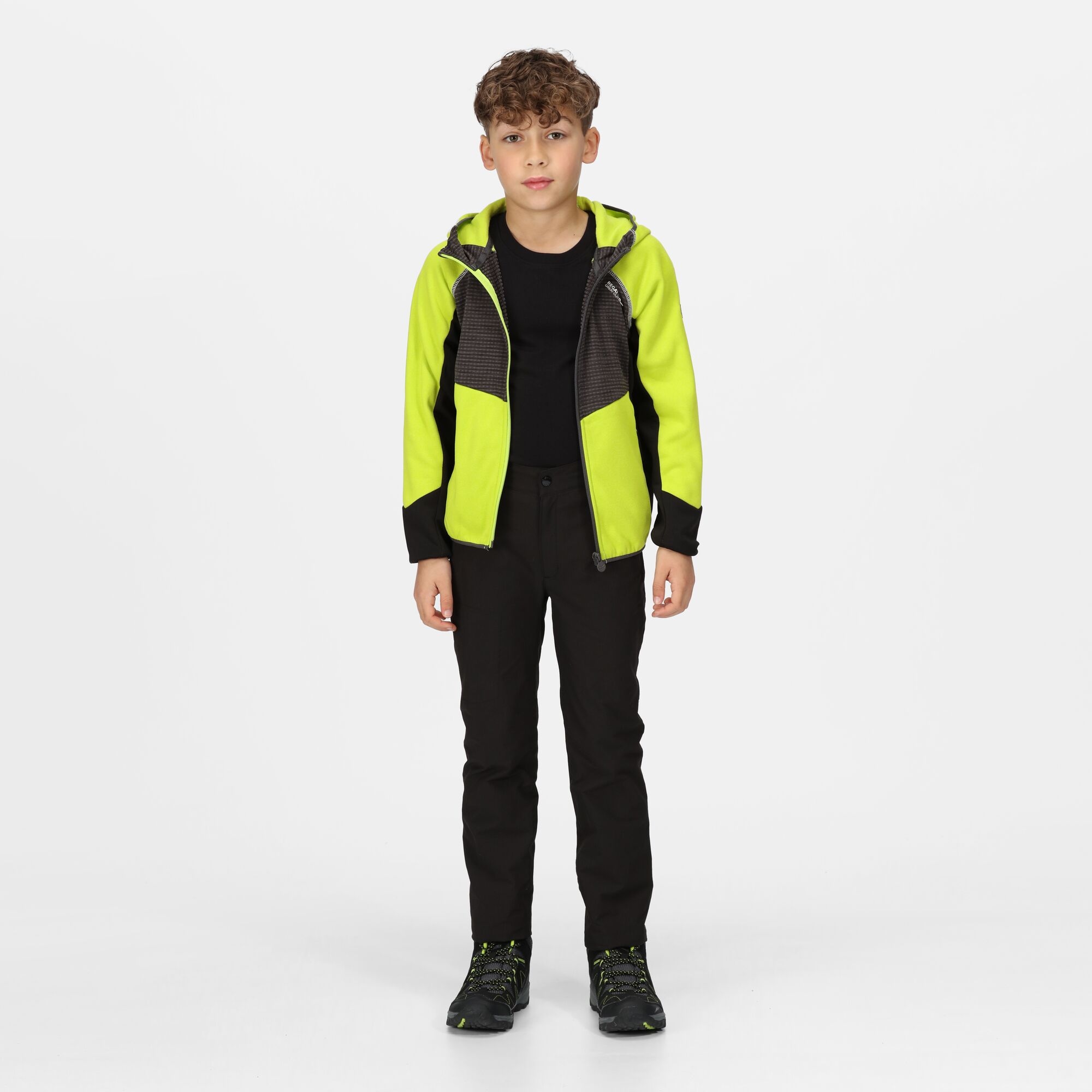 Kids' Prenton Lightweight Fleece | Bright Kiwi Dark Grey Black