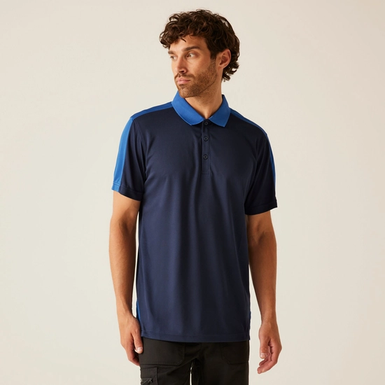 Men's Contrast Coolweave Quick Wicking Polo Shirt | Black Classic Red