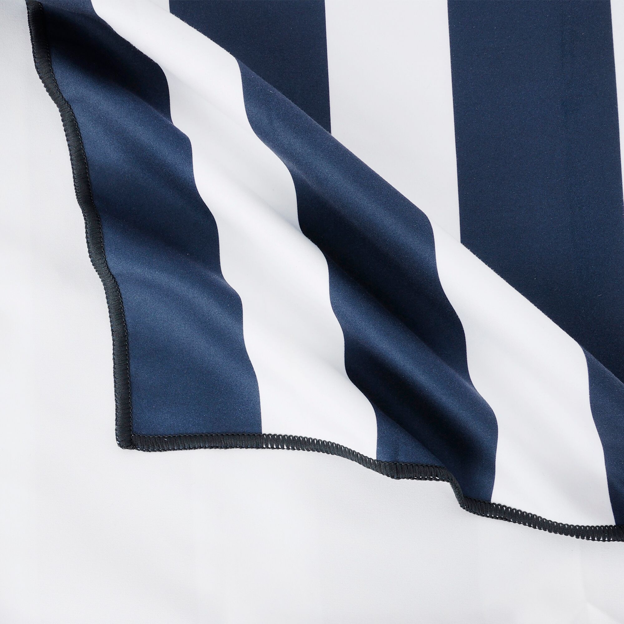 Print Microfibre Beach Towel | White Navy Stripe