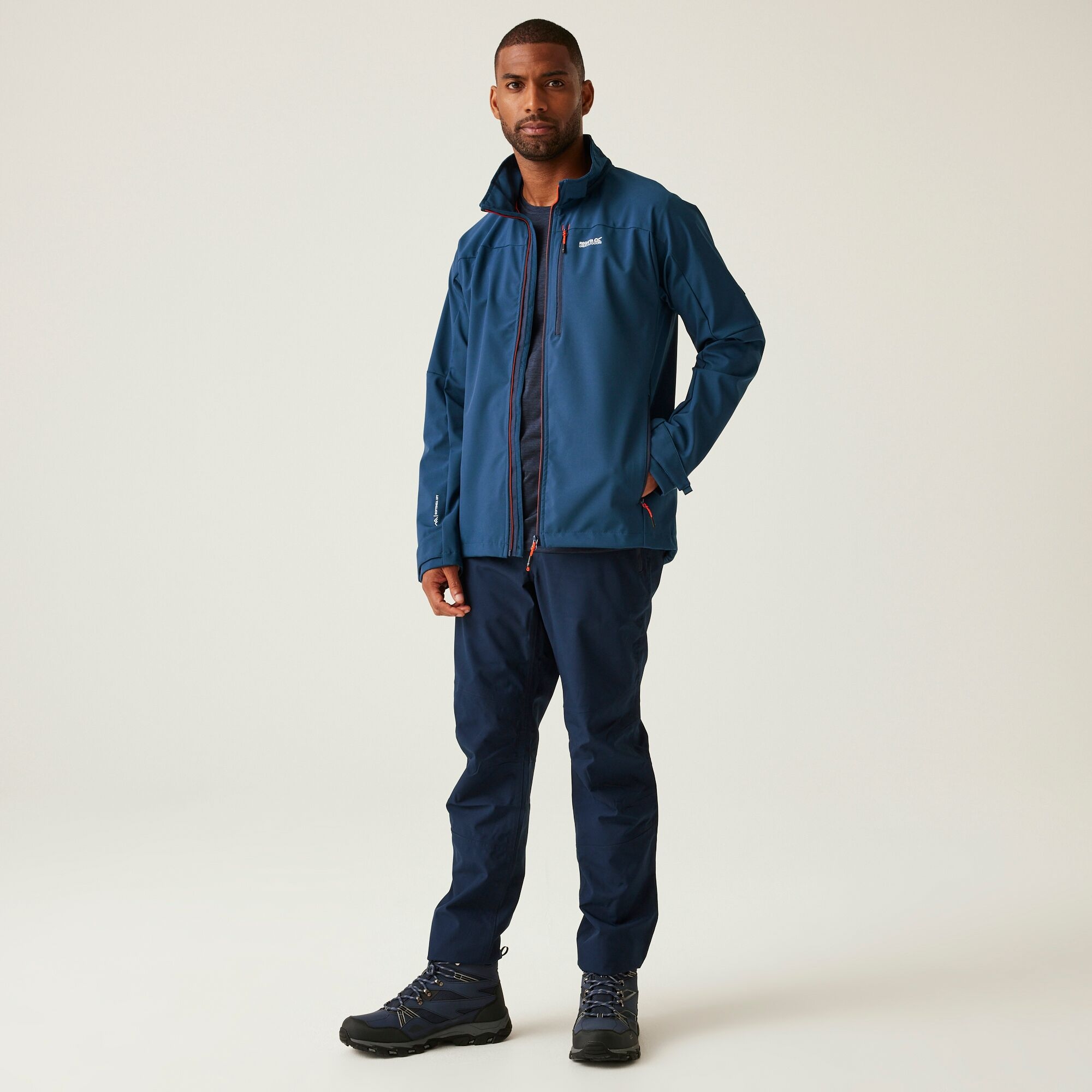 Men's Arana Softshell Jacket | Moonlight Denim Tangerine Tango