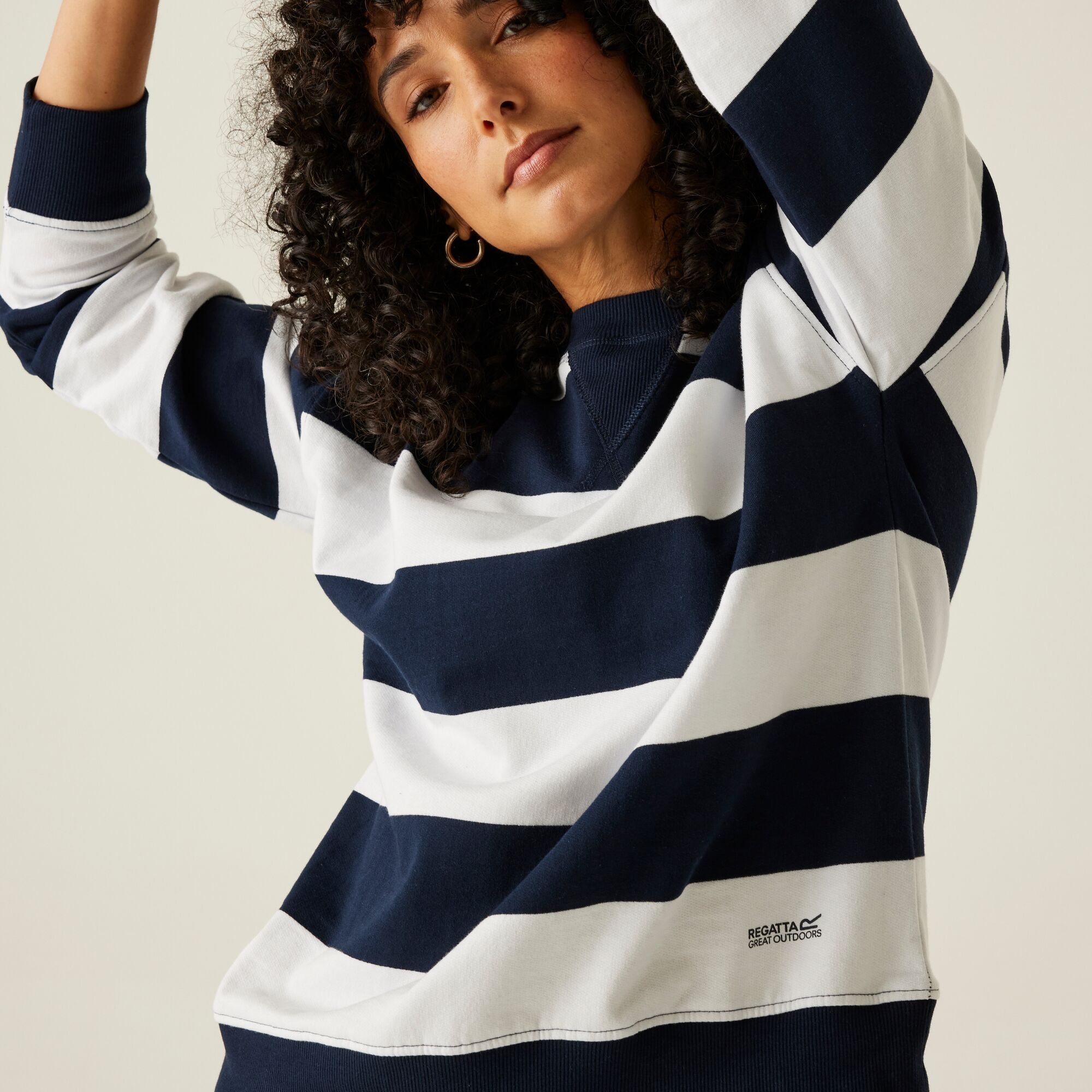 Women's Avika II Crew Neck Jumper | Navy White Stripe