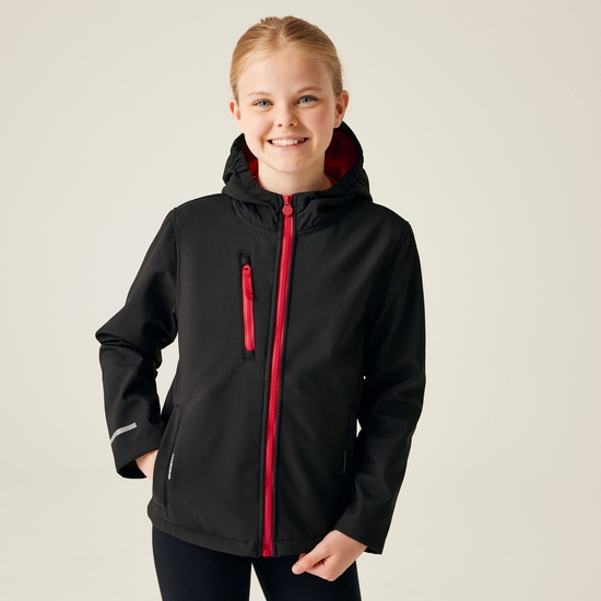 Kids' Ablaze 3-Layer Softshell Jacket | Black Classic Red