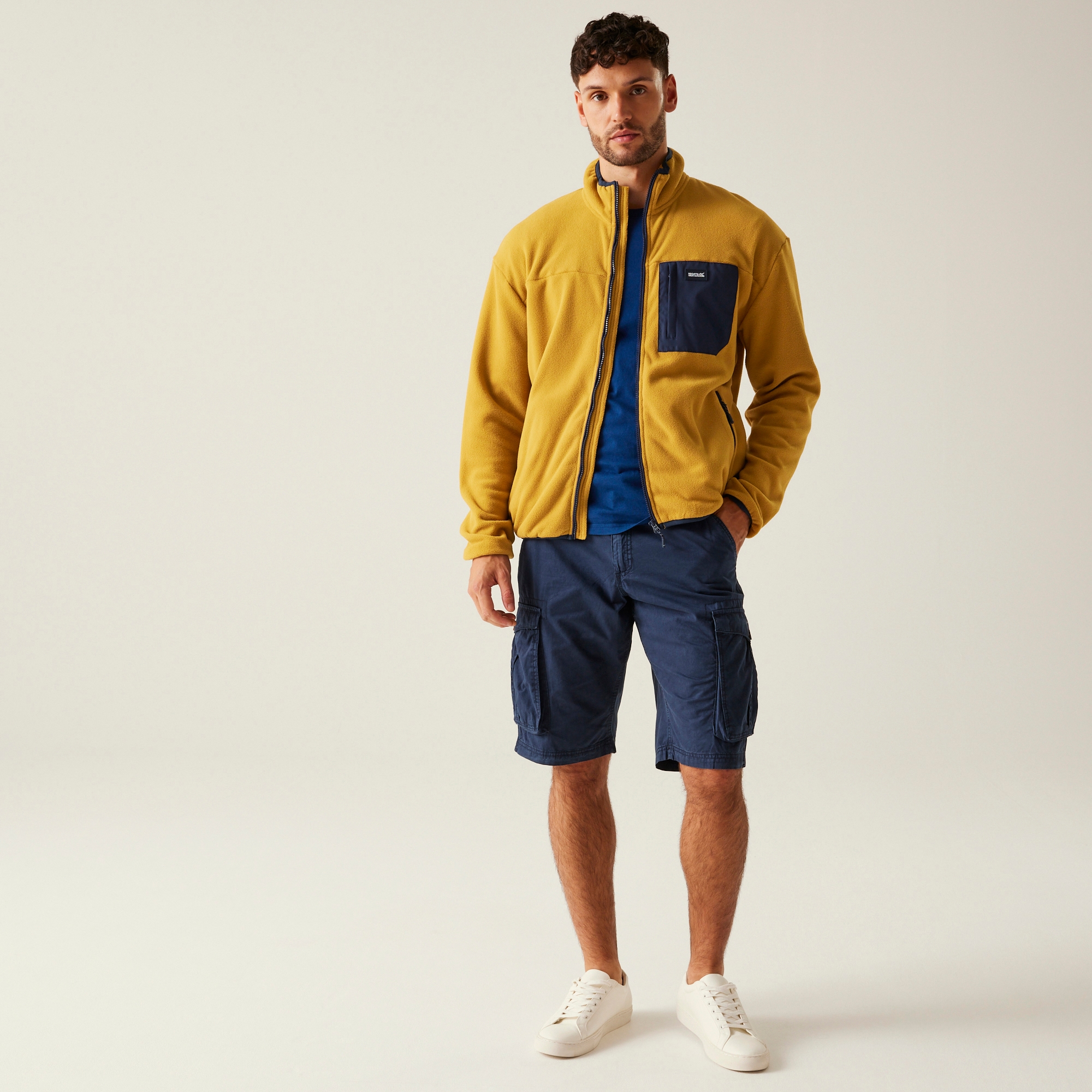 Men's Frankie Full Zip Fleece | Mustard Navy