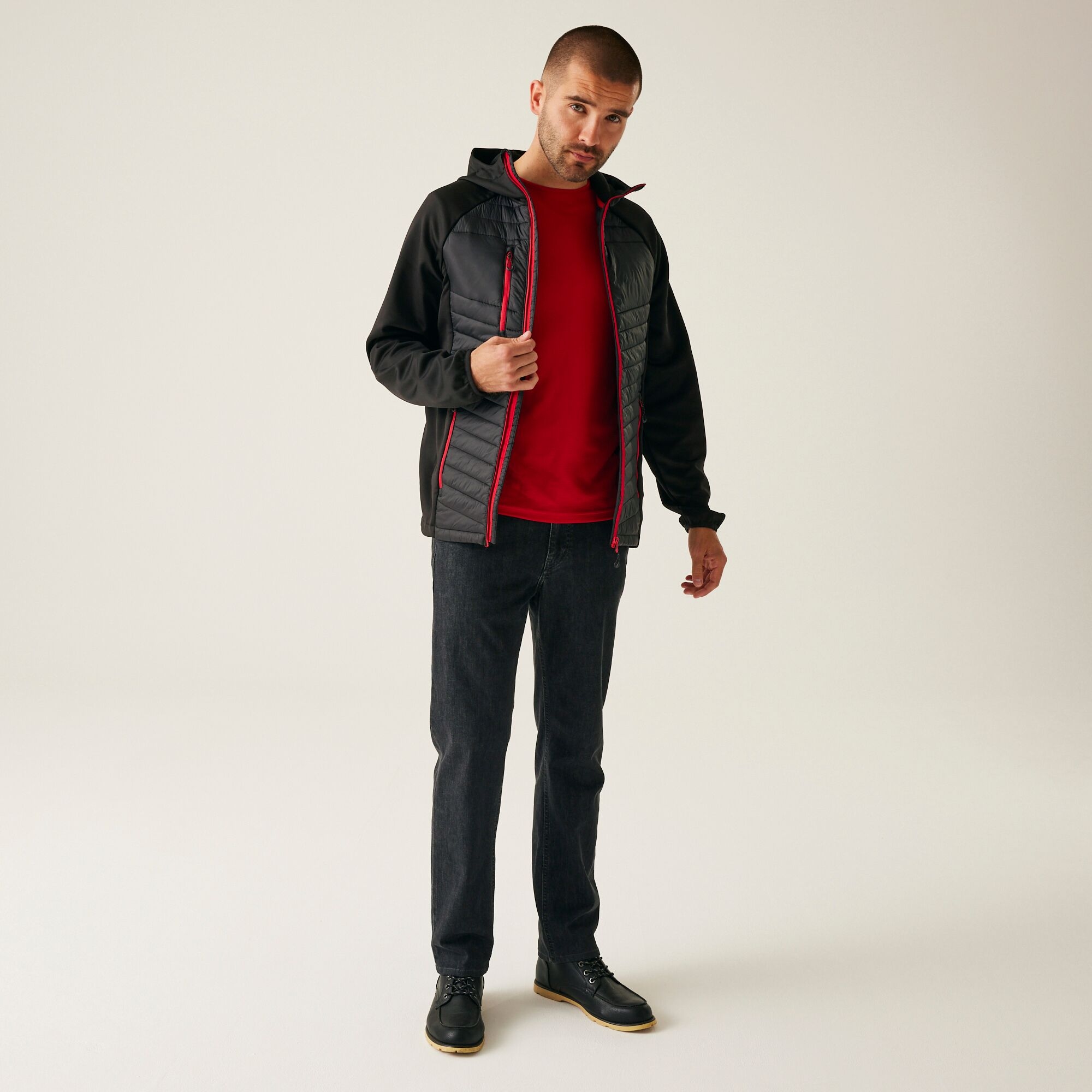 Men's Navigate Hybrid Jacket | Black Classic Red