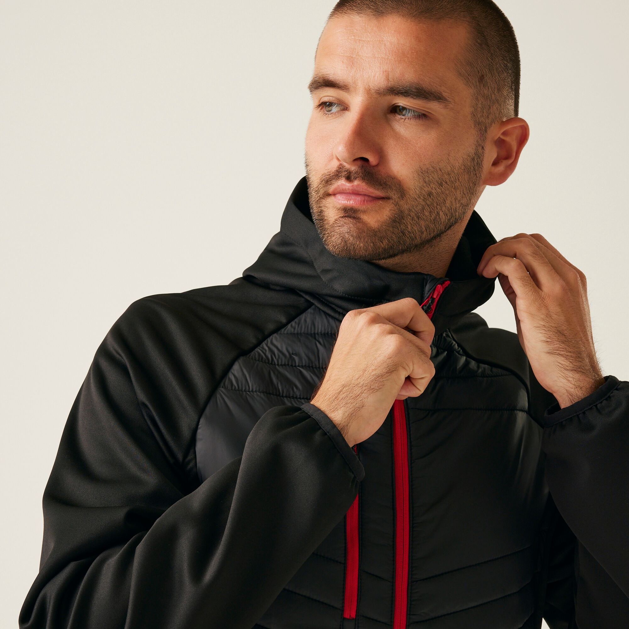 Men's Navigate Hybrid Jacket | Black Classic Red