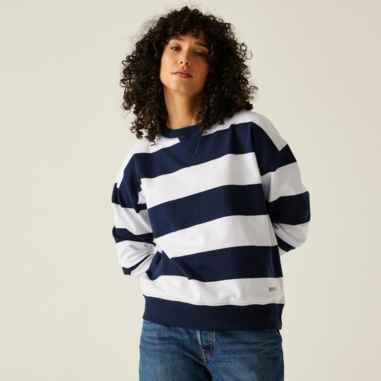 Women's Avika II Crew Neck Jumper | Navy White Stripe