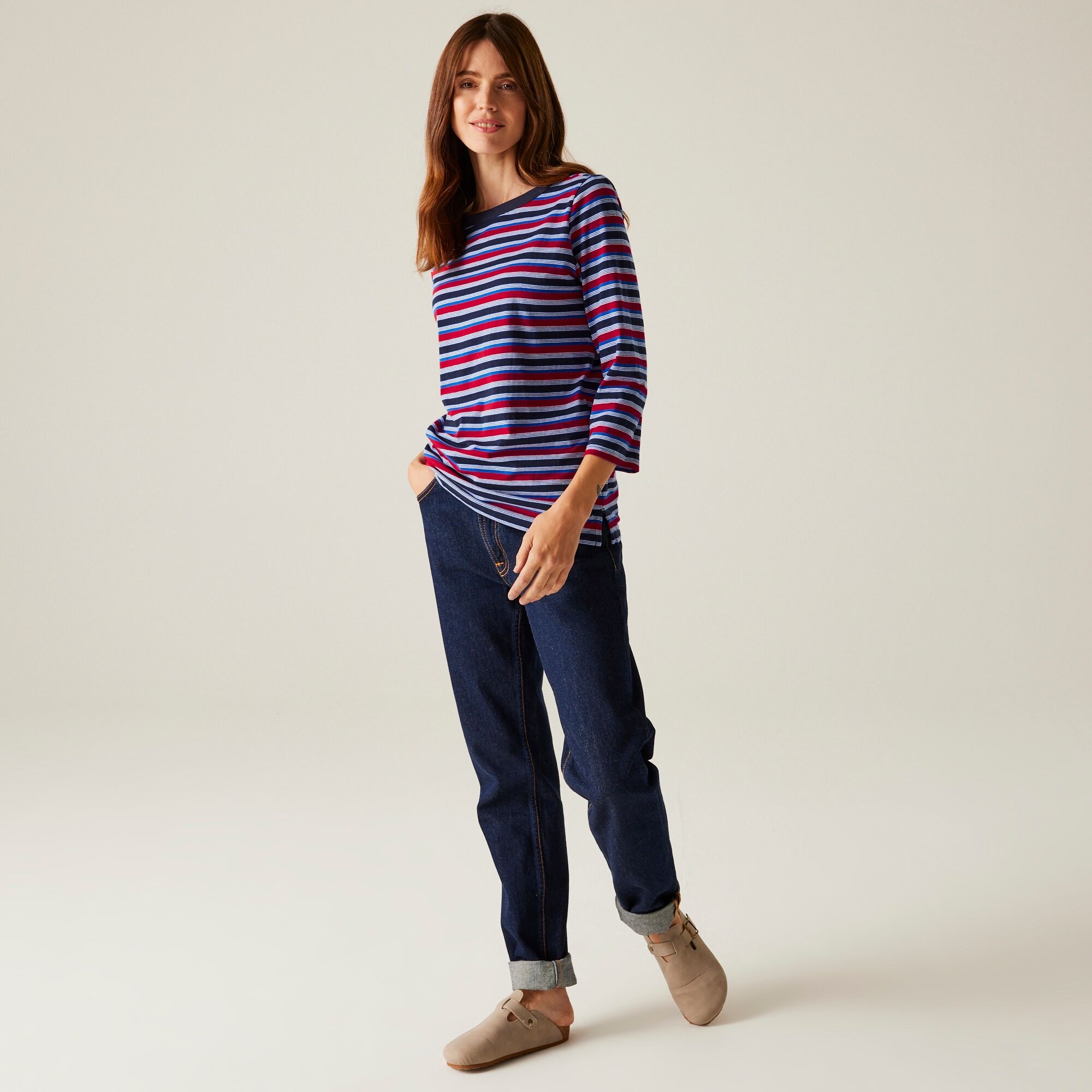 Women's Bayletta II 3/4 Sleeve Top  | Navy Multi Stripe
