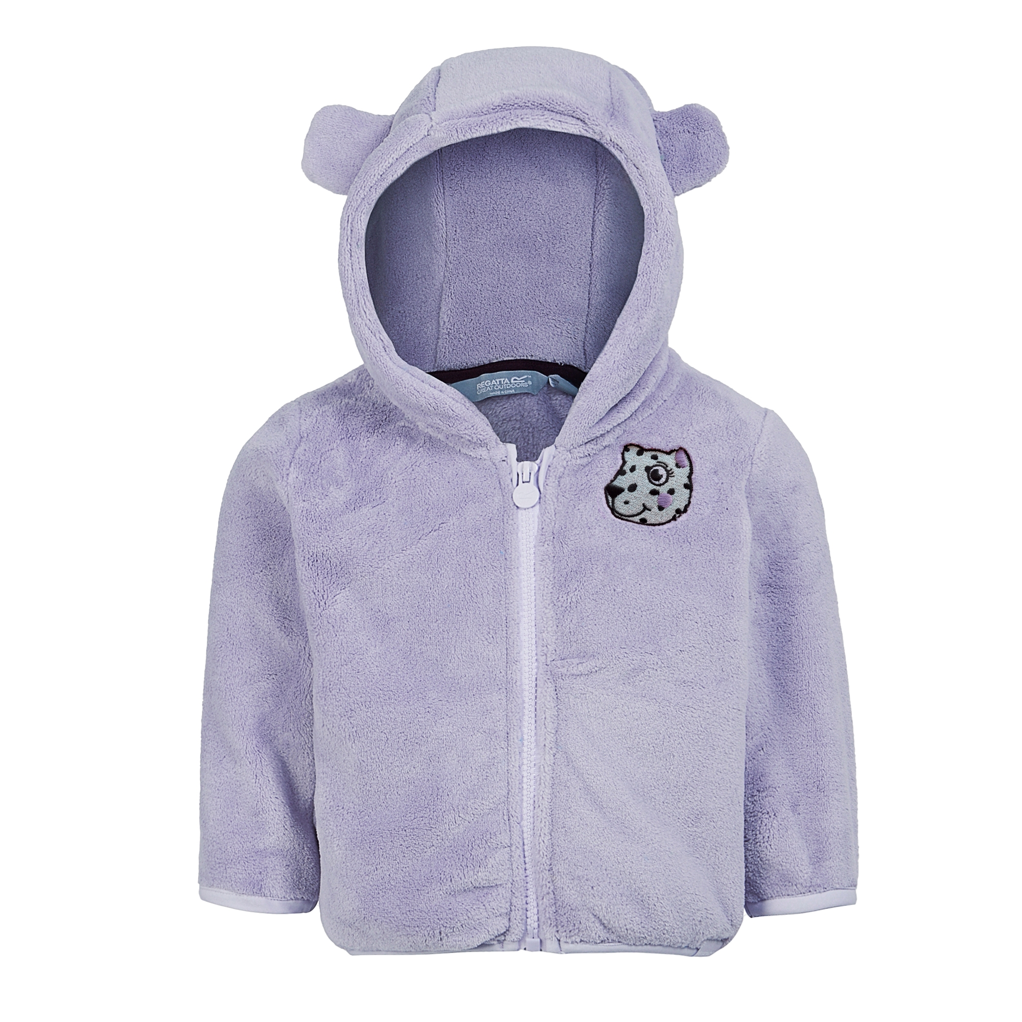 Kids' Animal Full Zip Fleece | Shyla The Leopard Lilac Frost