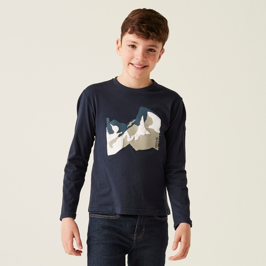 Kids' Wenbie III Graphic T-Shirt | Navy Mountain Outline
