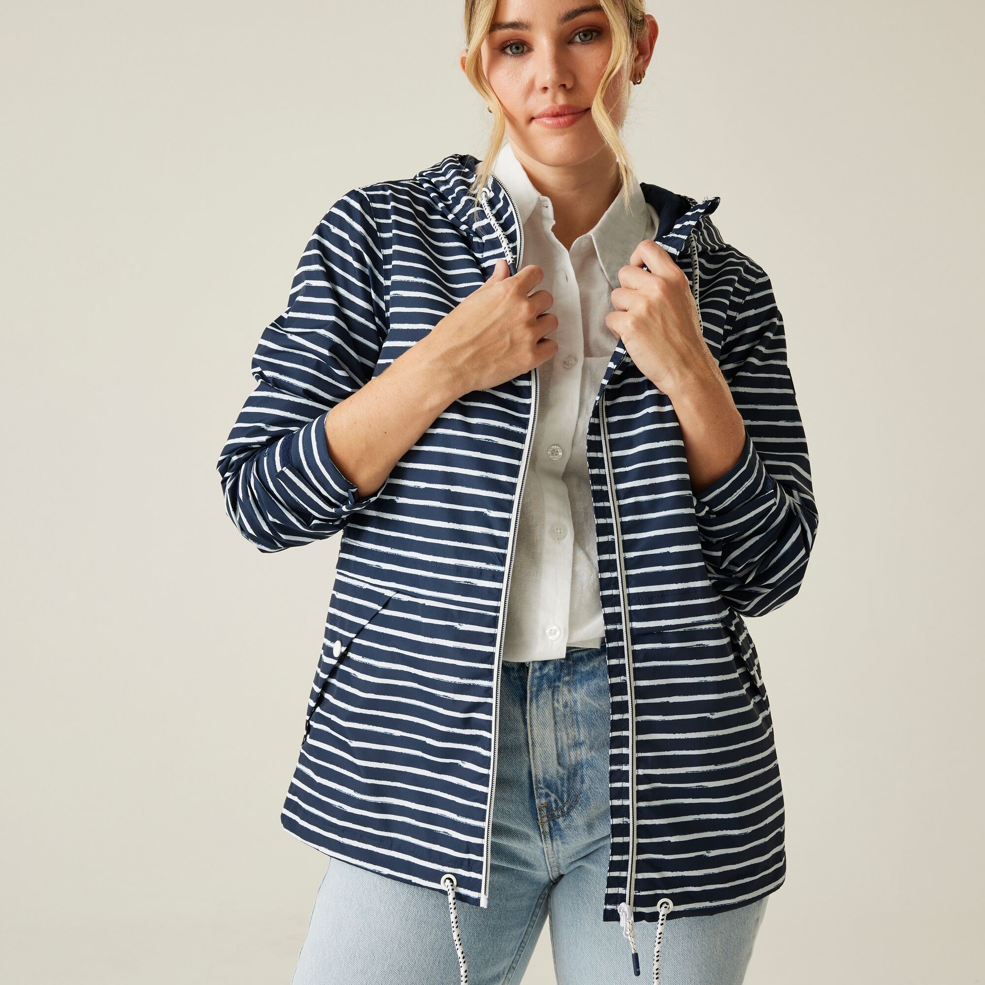 Women's Bayletta II Waterproof Jacket | Navy White Painterly Stripe
