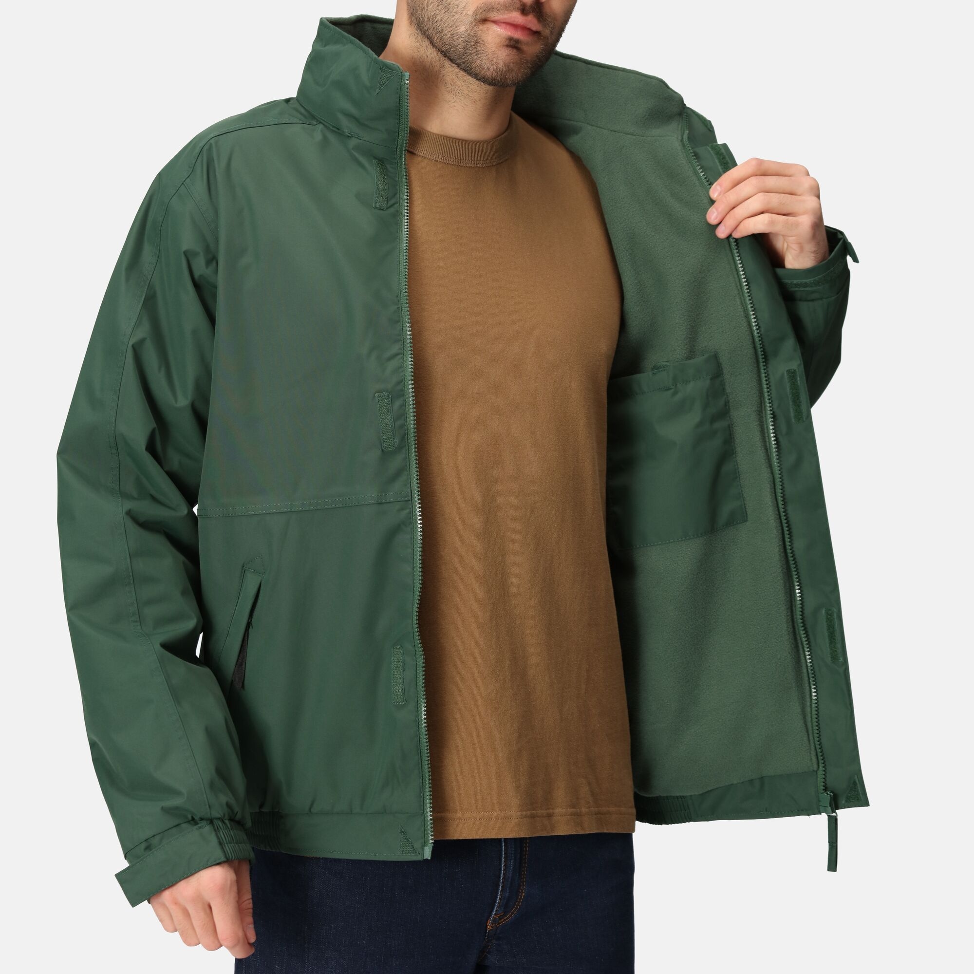 Men's Dover Fleece Lined Waterproof Insulated Bomber Jacket | Dark Green Dark Grey